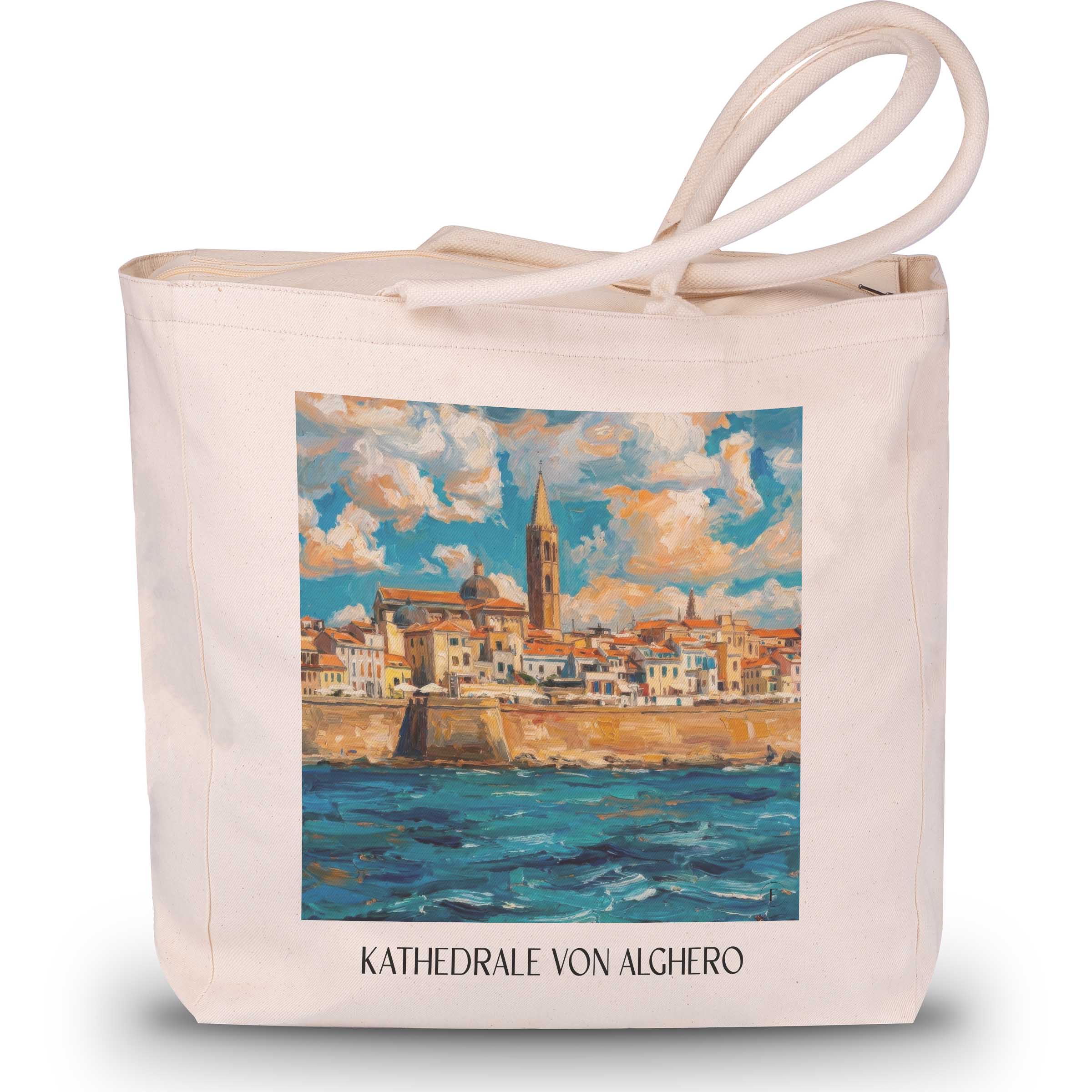 kathedrale-von-alghero-sardinien-italien-einkaufstasche-oil-painting-oelgemaelde