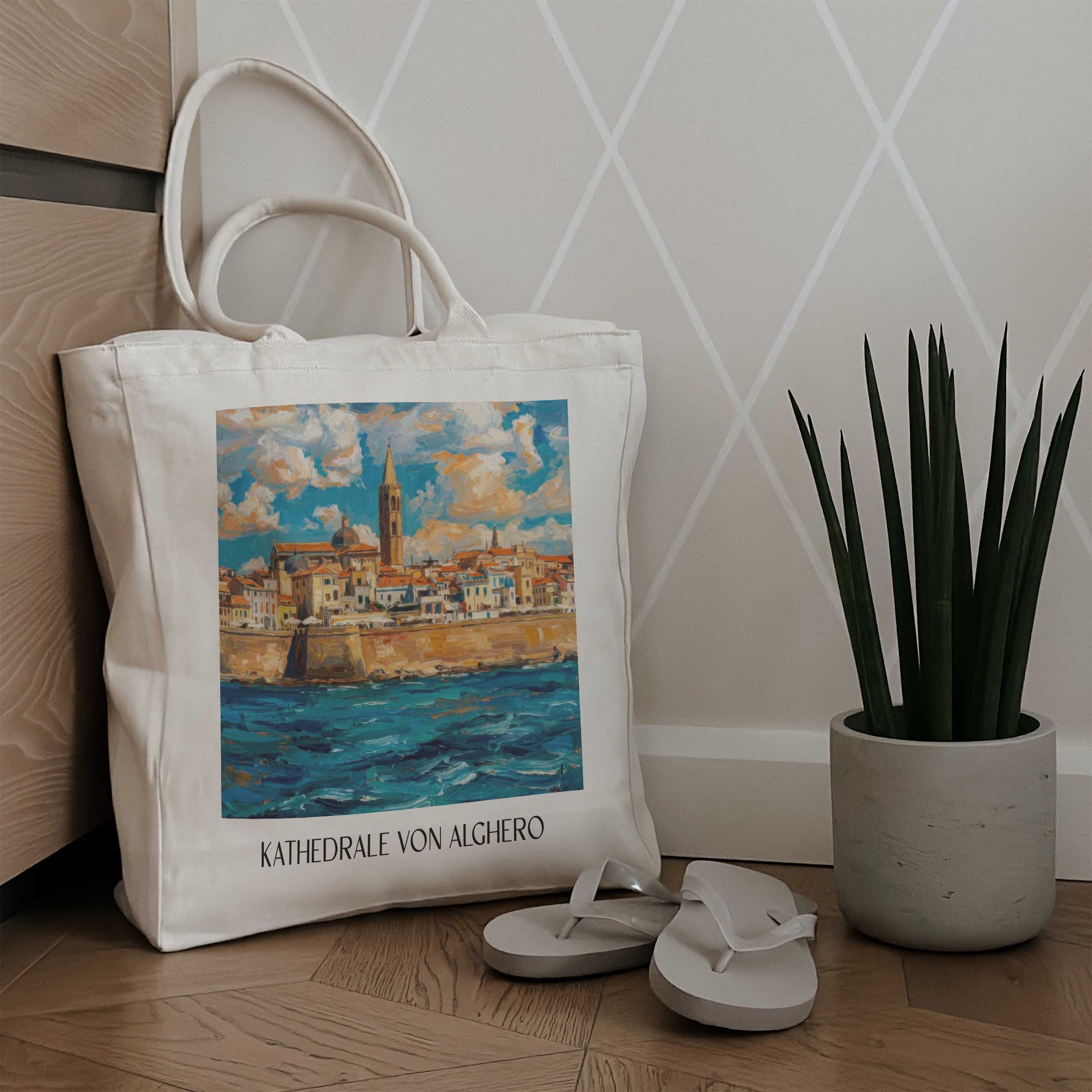 kathedrale-von-alghero-sardinien-italien-einkaufstasche-oil-painting-oelgemaelde
