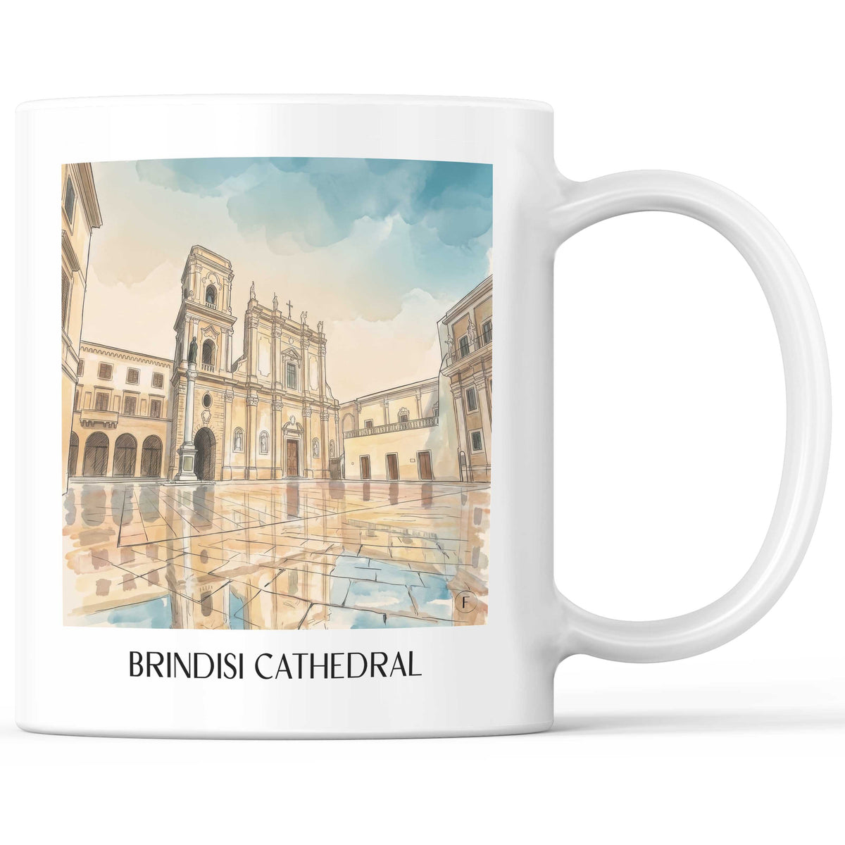 Kathedrale von Brindisi Kaffeebecher - Apulien - Italien Becher - Kaffeetasse im Aquarell Stil - favplace