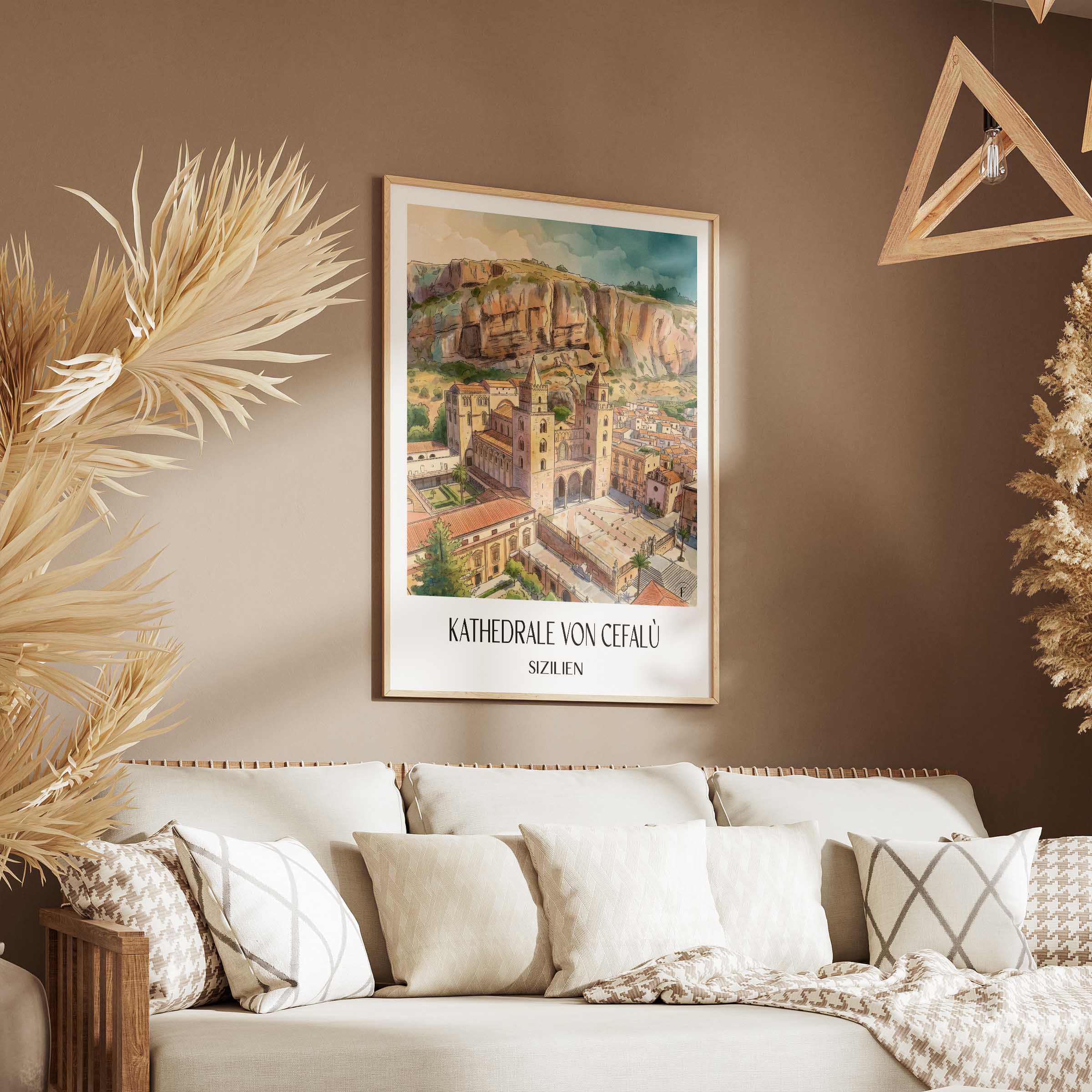 kathedrale-von-cefalù-sizilien-italien-poster-aquarell