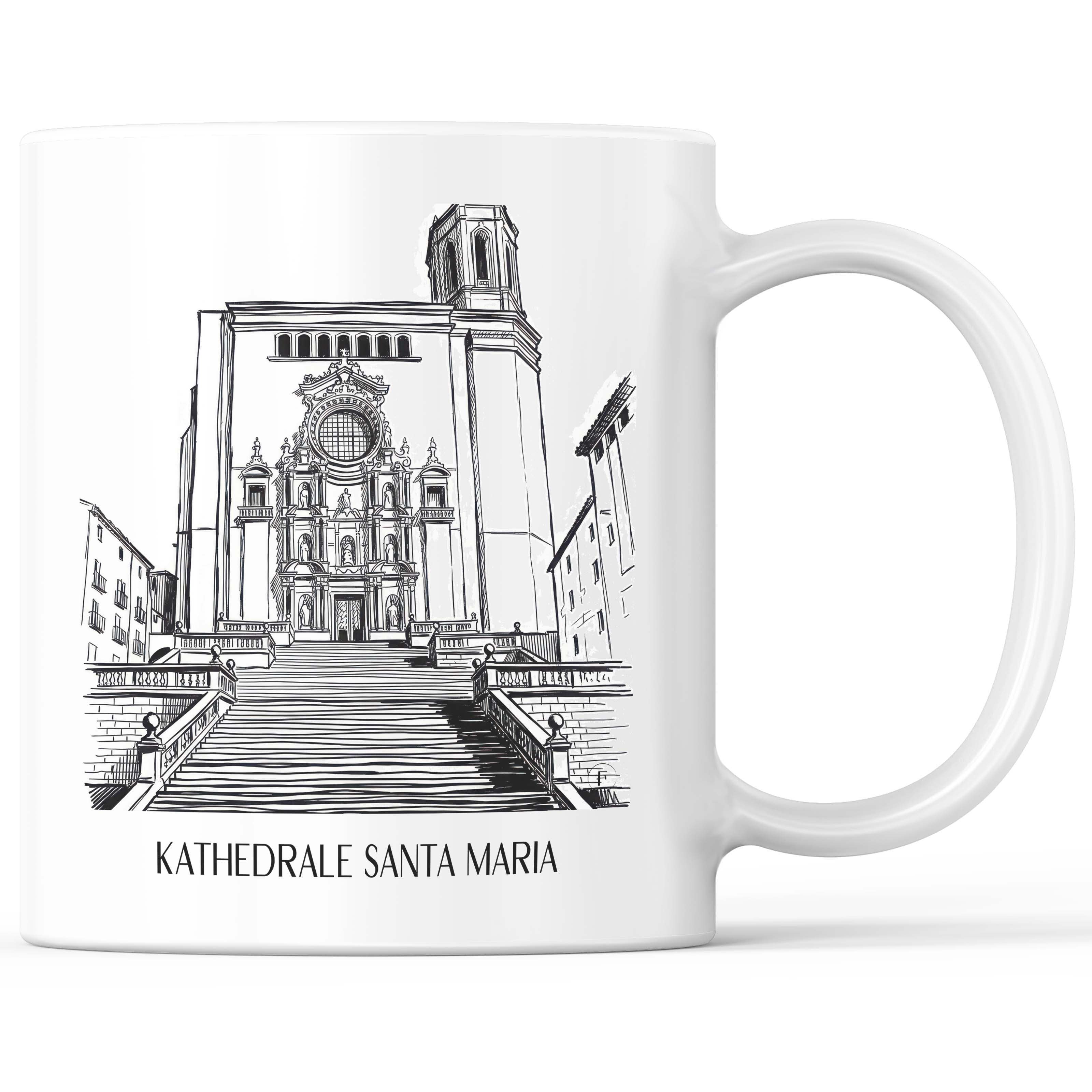 Kathedrale von Girona Kaffeebecher - Spanien - Spanien und Spanien Becher - Kaffeetasse im Skizze Stil - favplace