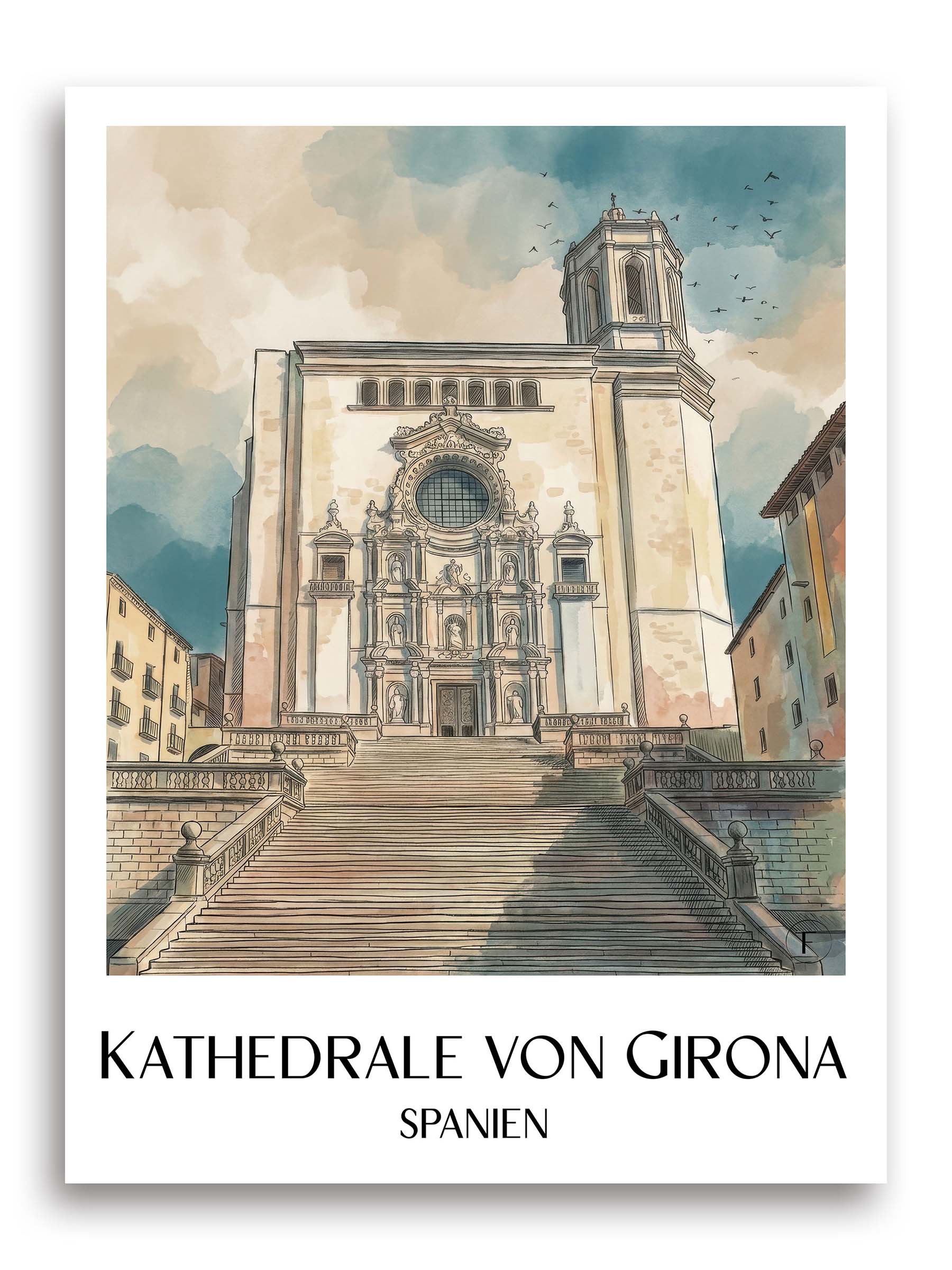 kathedrale-von-girona-spanien-spanien-poster-aquarell