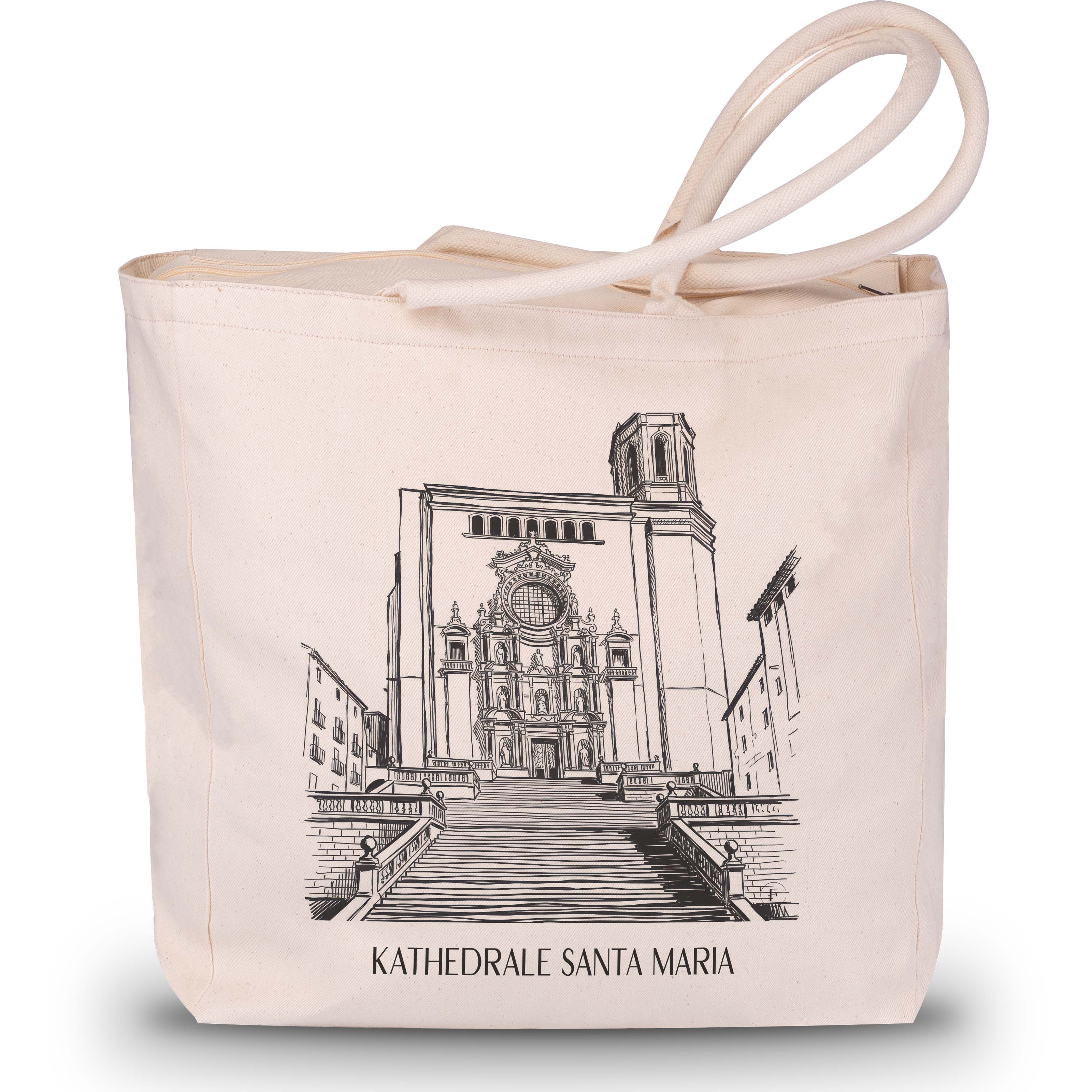 kathedrale-von-girona-spanien-spanien-einkaufstasche-skizze