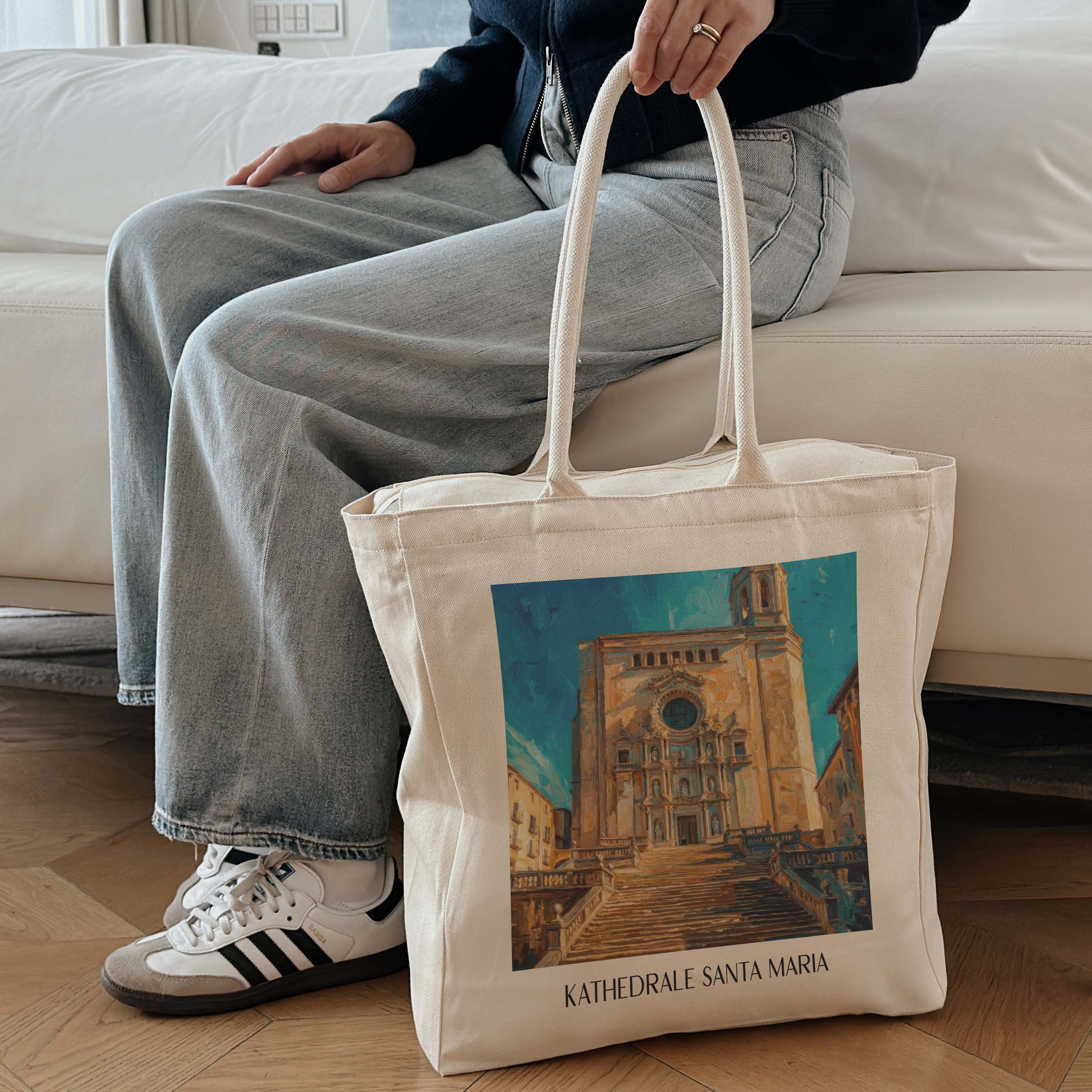 kathedrale-von-girona-spanien-spanien-einkaufstasche-oil-painting-oelgemaelde