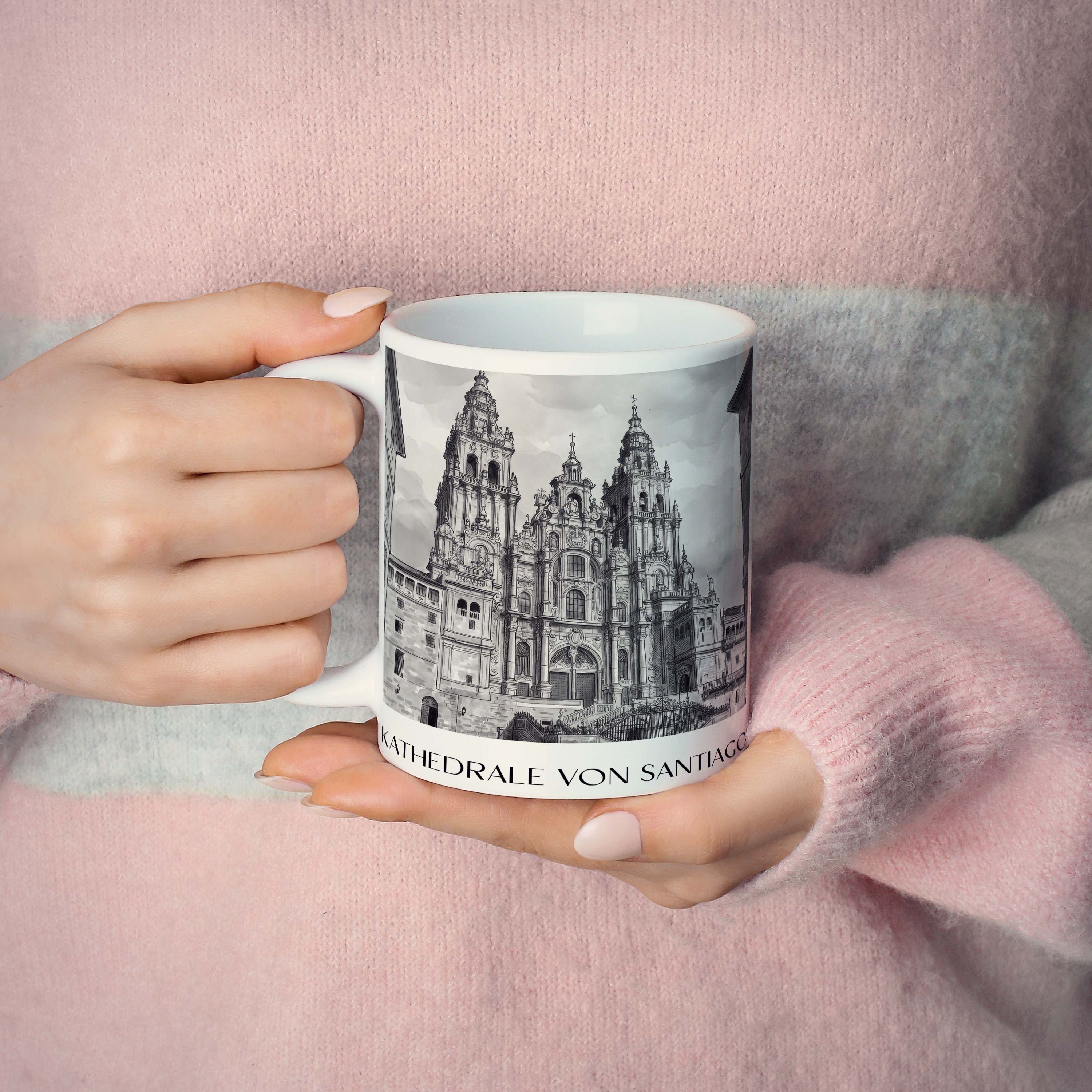 kathedrale-von-santiago-spanien-spanien-kaffeebecher-aquarell-schwarz-weiss
