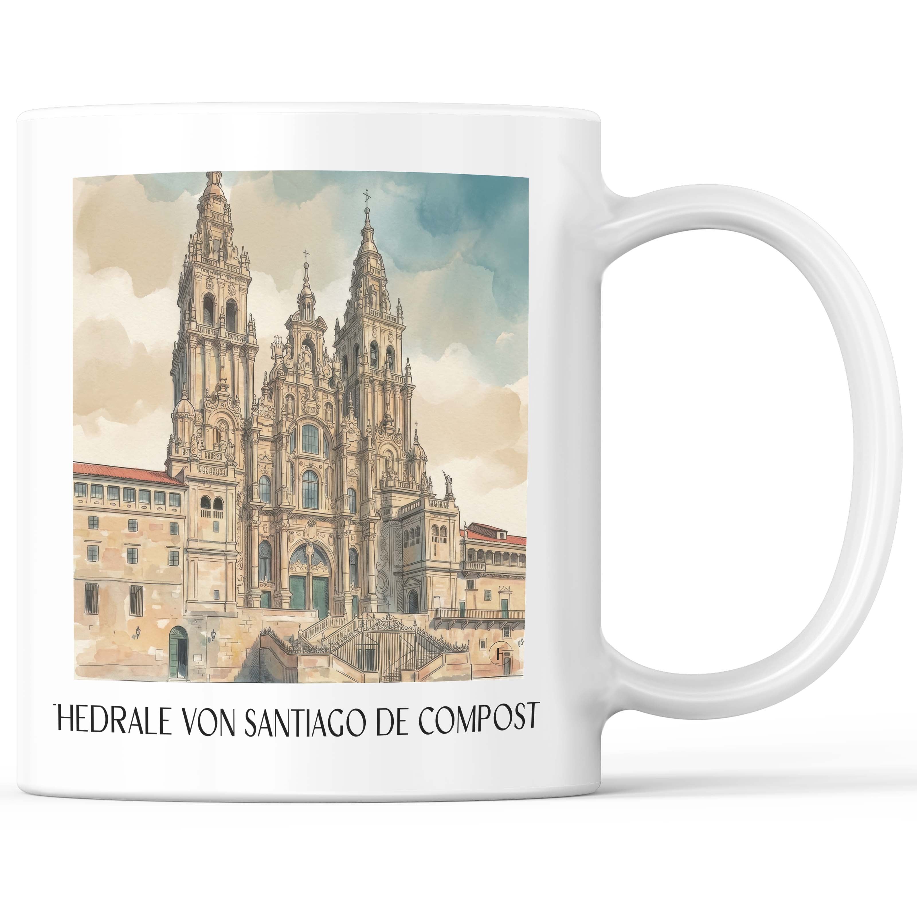 Kathedrale von Santiago Kaffeebecher - Spanien - Spanien Becher - Kaffeetasse im Aquarell Stil - favplace