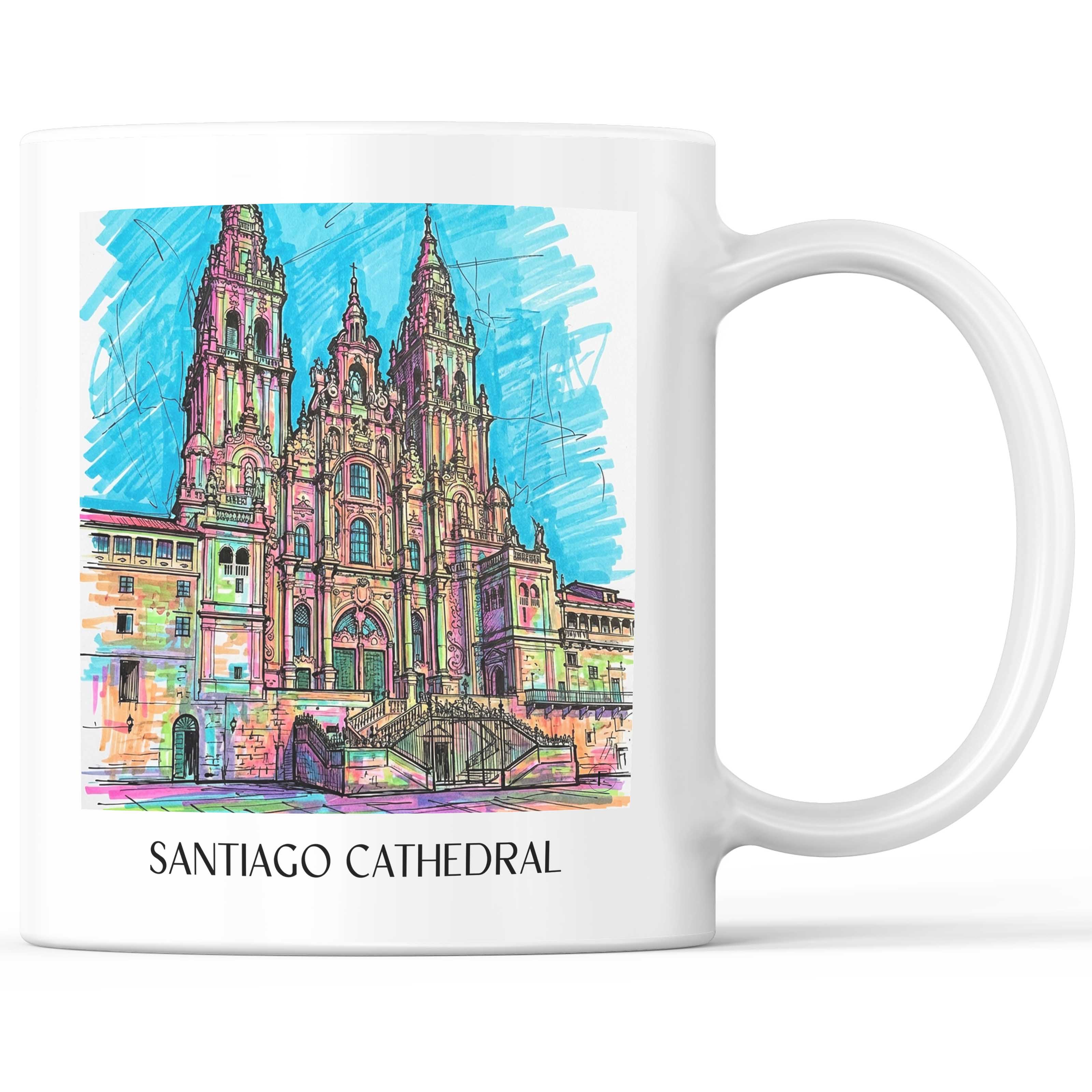Kathedrale von Santiago Kaffeebecher - Spanien - Spanien Becher - Kaffeetasse im Tag Graffiti Stil - favplace