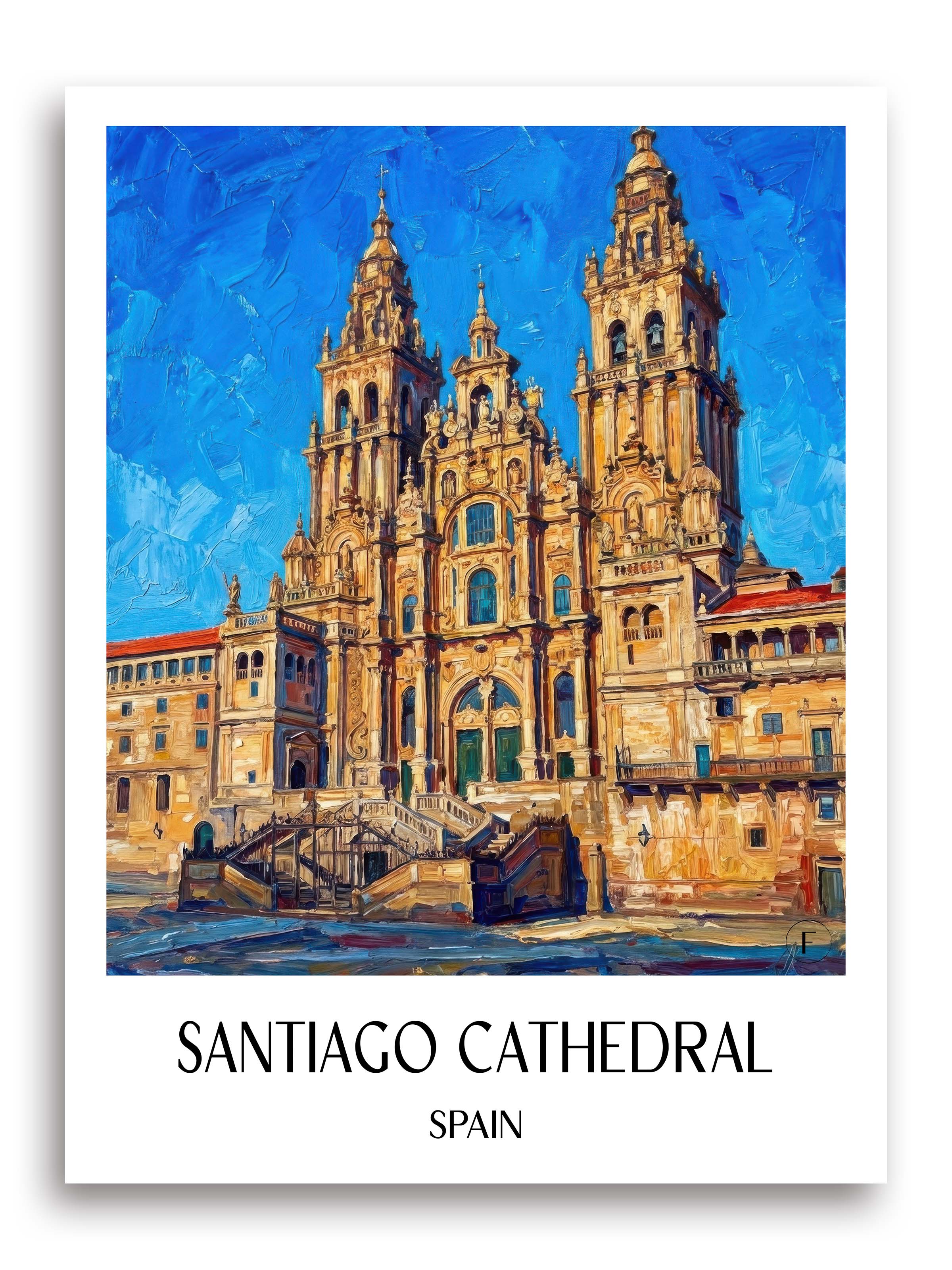 Kathedrale von Santiago Poster - Spanien - Spanien Kunstdruck - Ölgemälde von A4 bis A1 - favplace