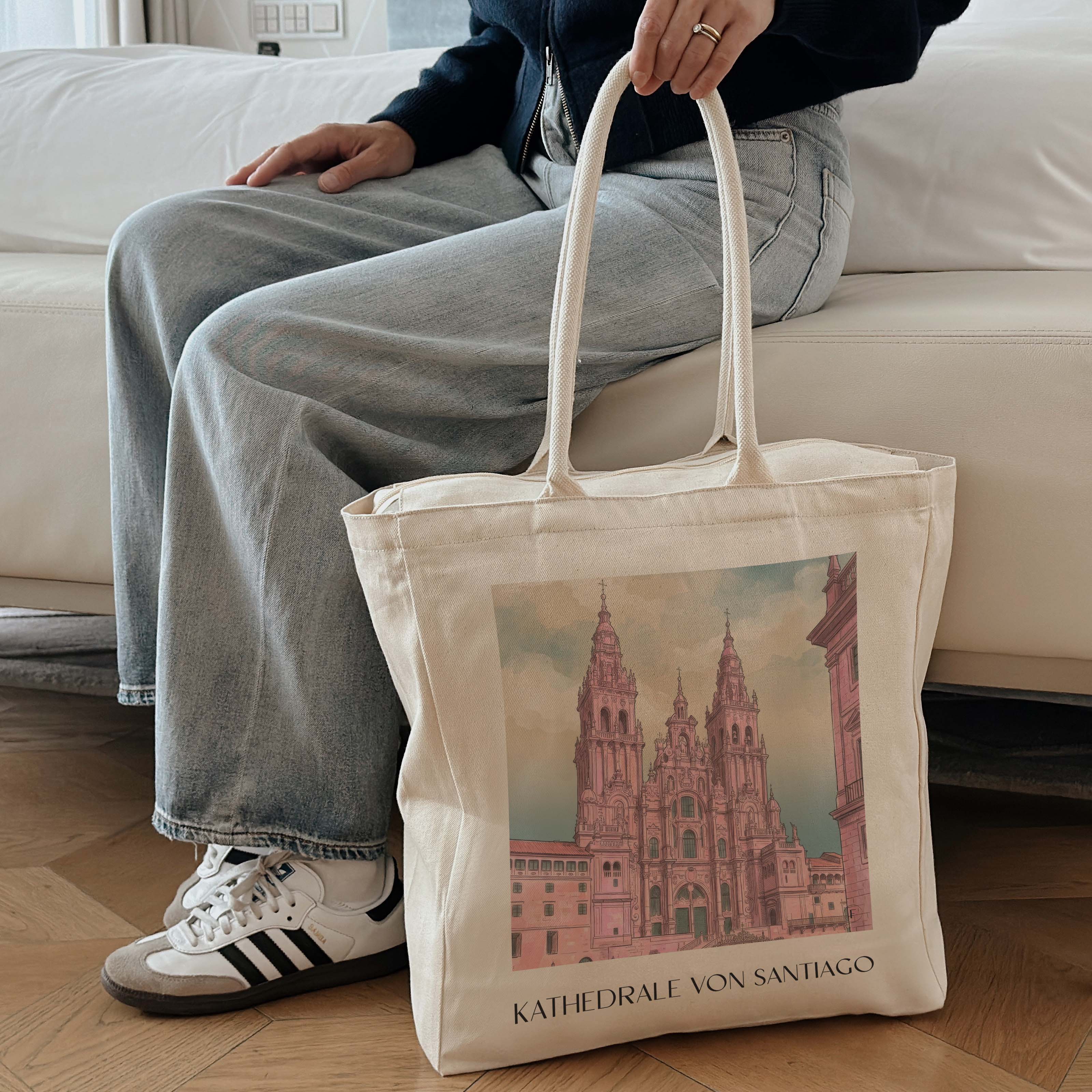 kathedrale-von-santiago-spanien-spanien-einkaufstasche-aquarell-pink-rosa