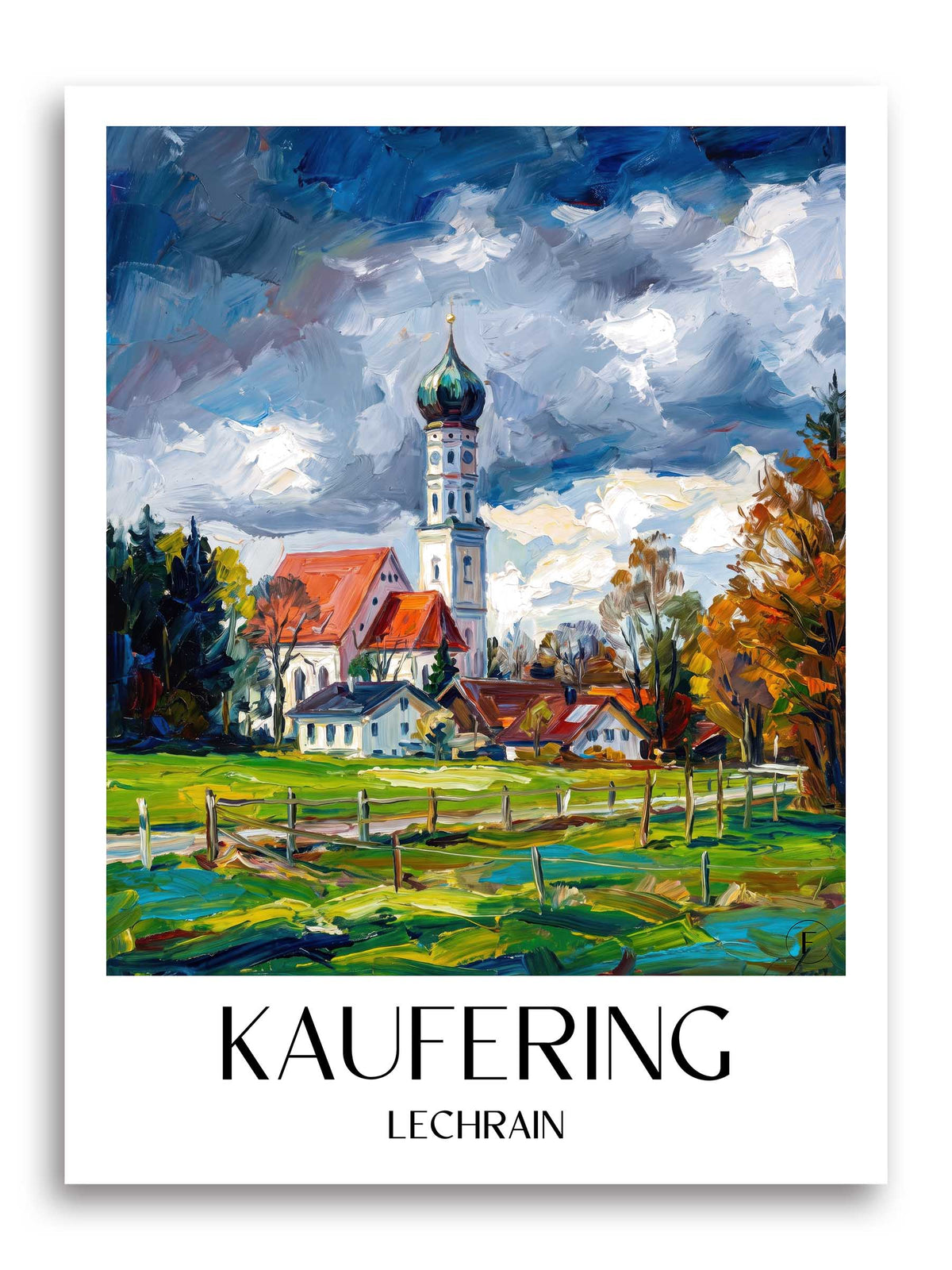 Kaufering Poster - Lechrain - Deutschland Kunstdruck - Ölgemälde von A4 bis A1 - favplace