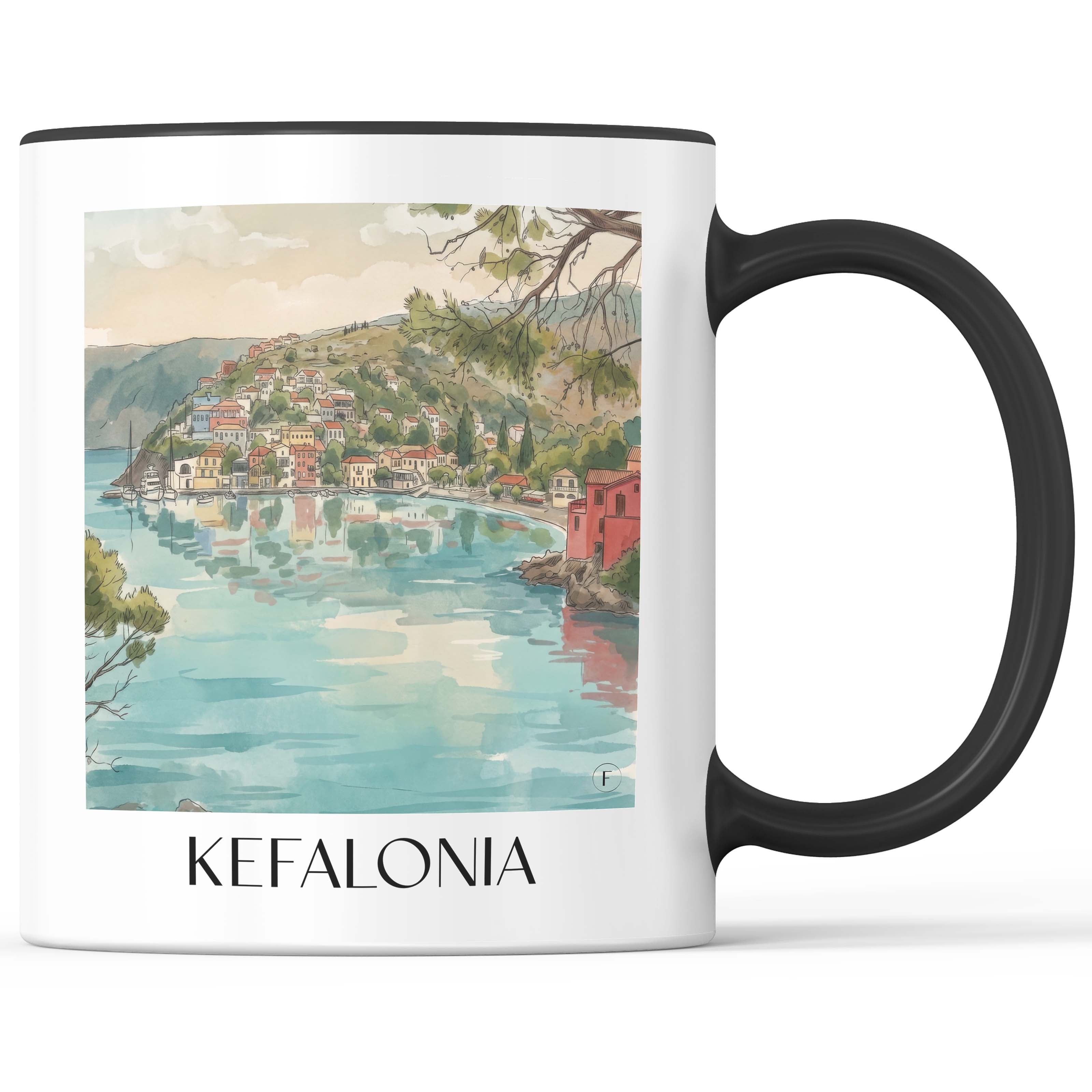 Kefalonia - Griechenland Becher - Kaffeetasse im Aquarell Stil - favplace