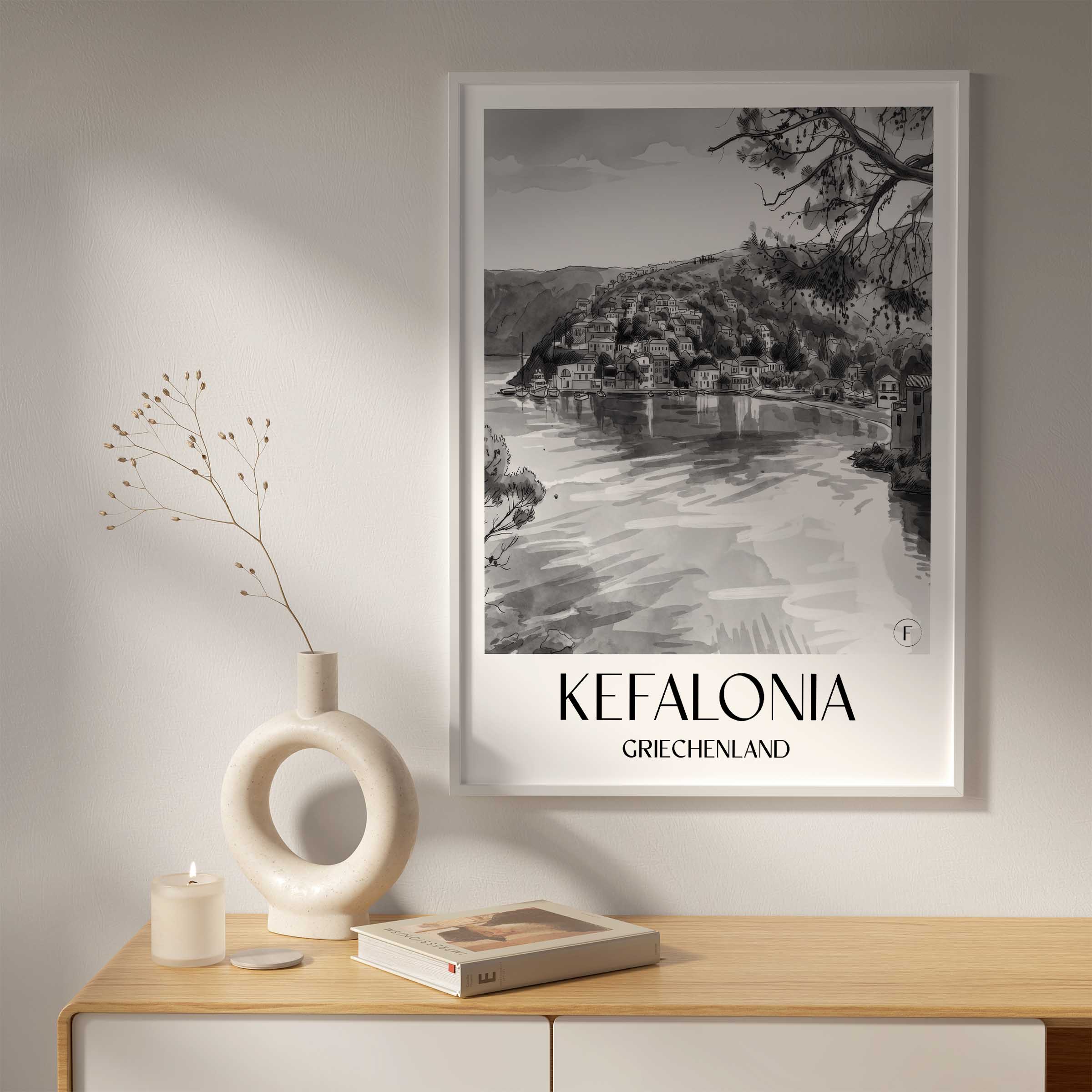 kefalonia-griechenland-poster-aquarell-schwarz-weiss