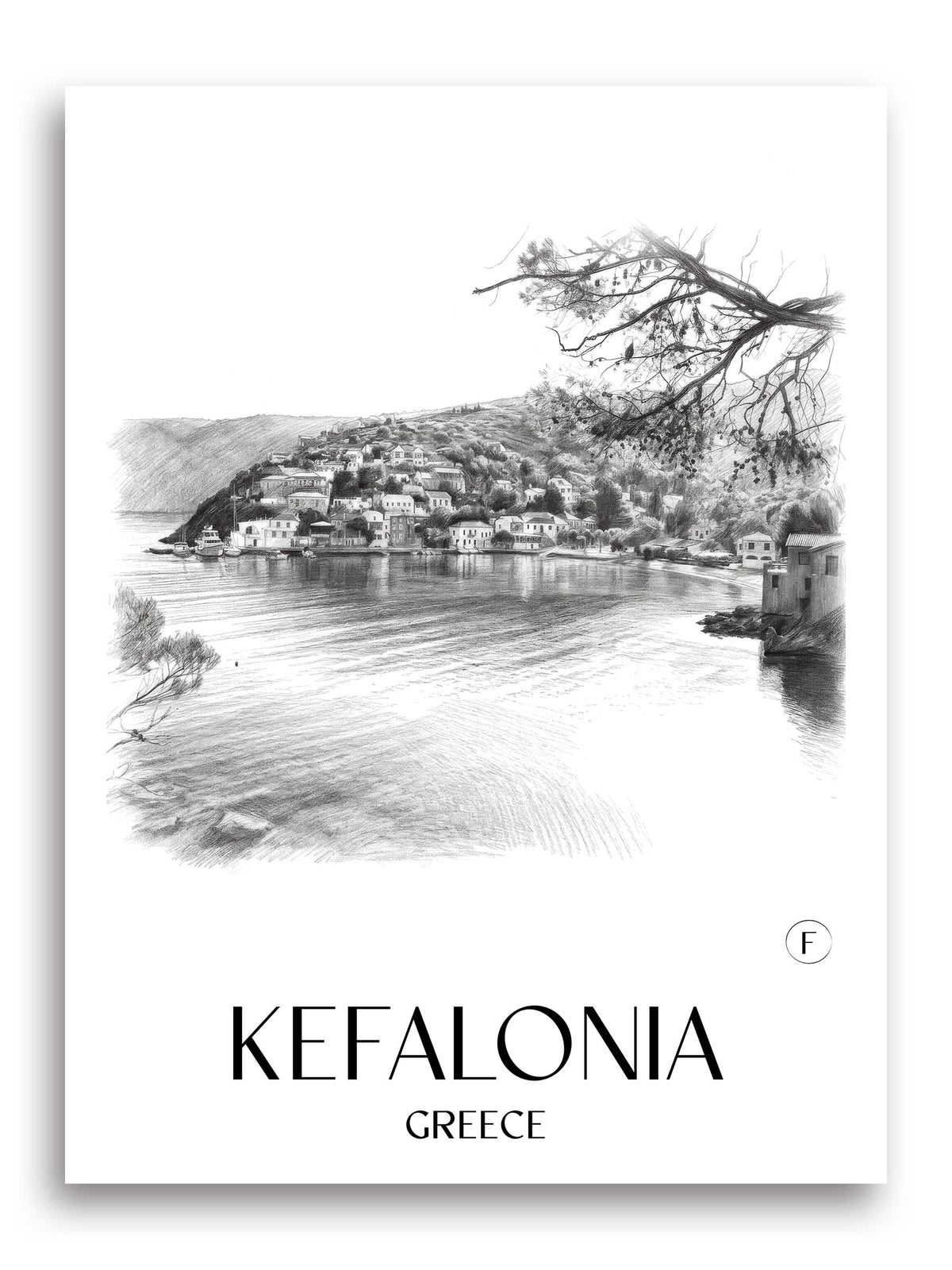 Kefalonia Poster - - Griechenland Kunstdruck - Zeichnung von A4 bis A1 - favplace