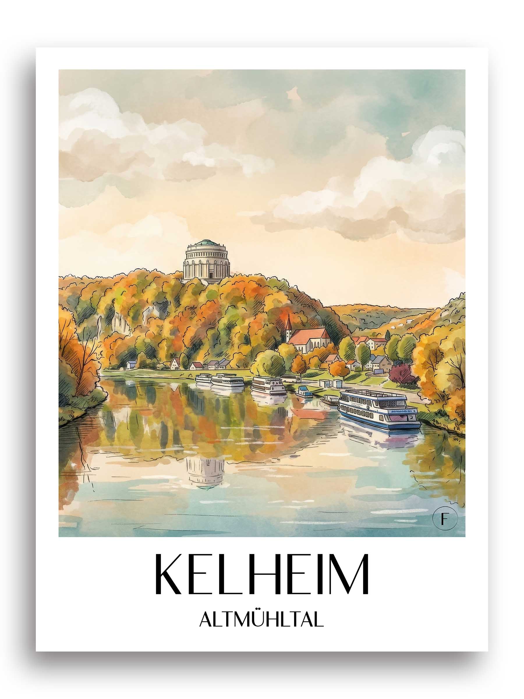kelheim-altmühltal-deutschland-poster-aquarell