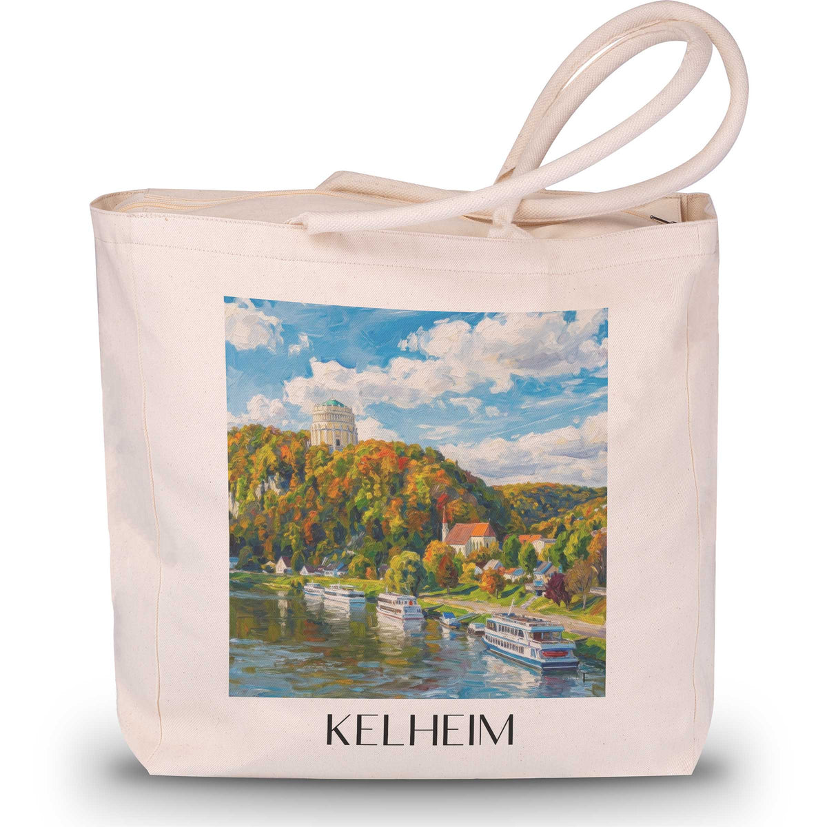 kelheim-altmühltal-deutschland-einkaufstasche-oil-painting-oelgemaelde