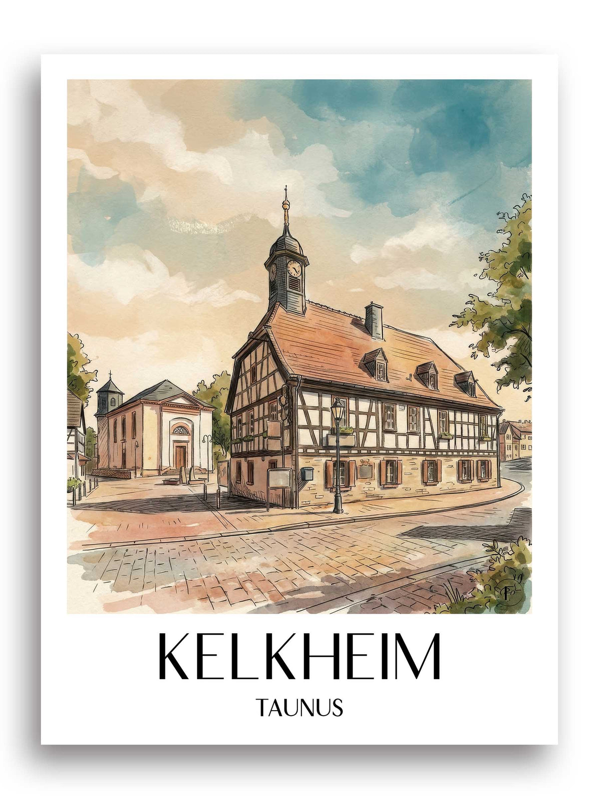 kelkheim-taunus-deutschland-poster-aquarell