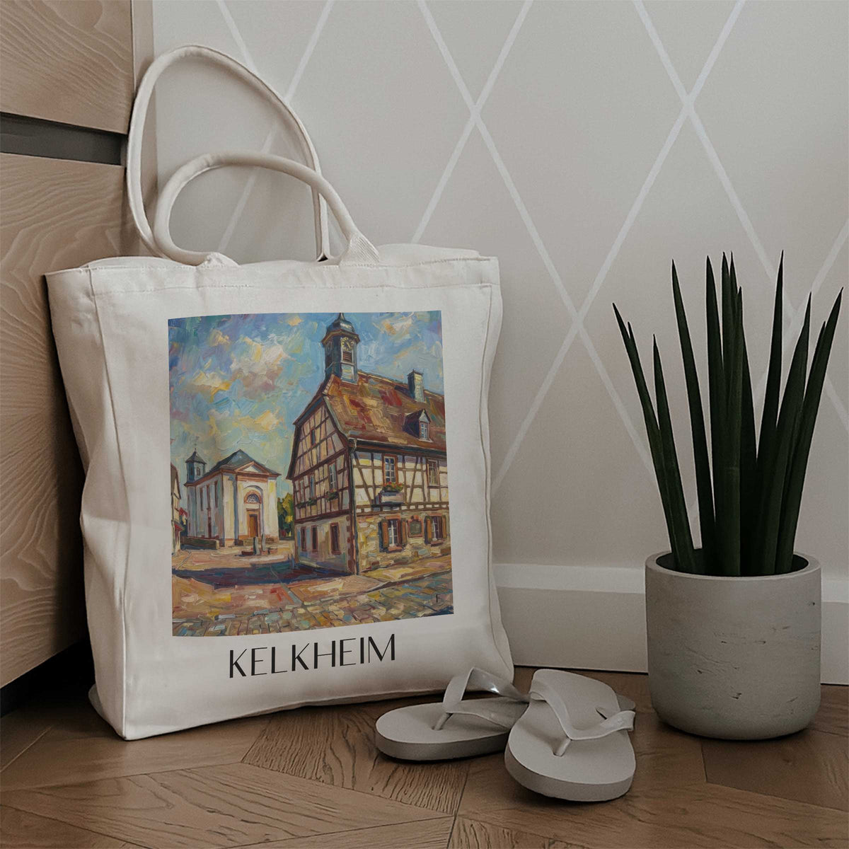 kelkheim-taunus-deutschland-einkaufstasche-oil-painting-oelgemaelde