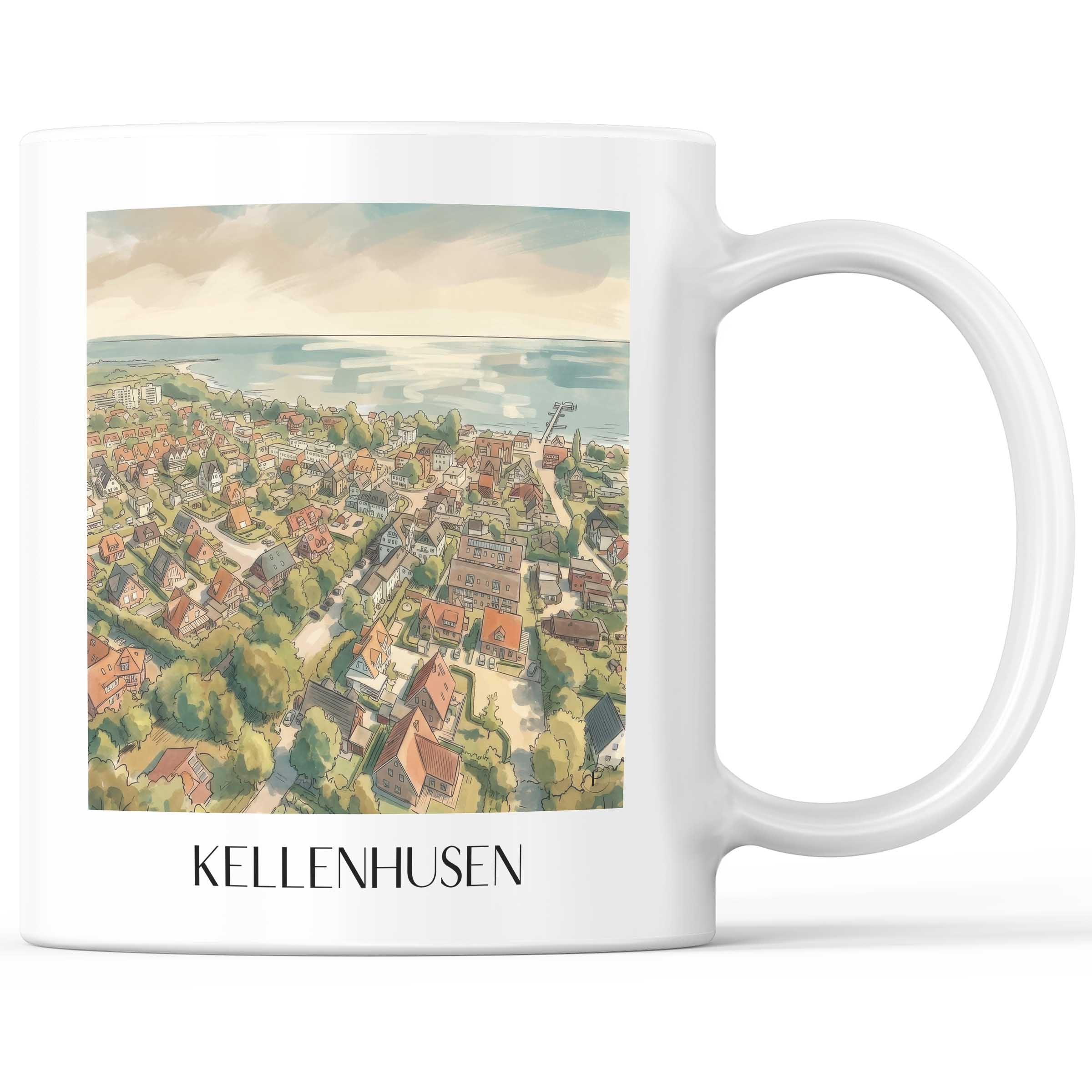 Kellenhusen Kaffeebecher - Ostholstein - Deutschland Becher - Kaffeetasse im Aquarell Stil - favplace