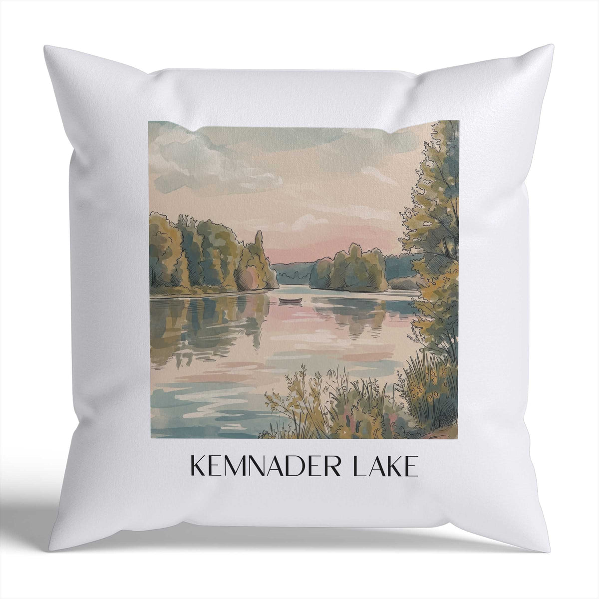 Kemnader See Kissenhülle - Zierkissen Bezug - Bochum - Deutschland Kissen bzw. Kissenbezug im Aquarell Stil - favplace