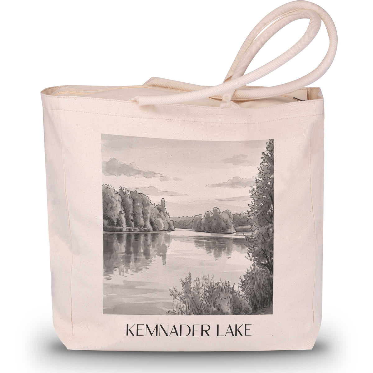 Kemnader See Shopping Tasche - Bochum - Deutschland Tote Bag - Einkaufstasche im Aquarell Schwarz-Weiß Stil - favplace