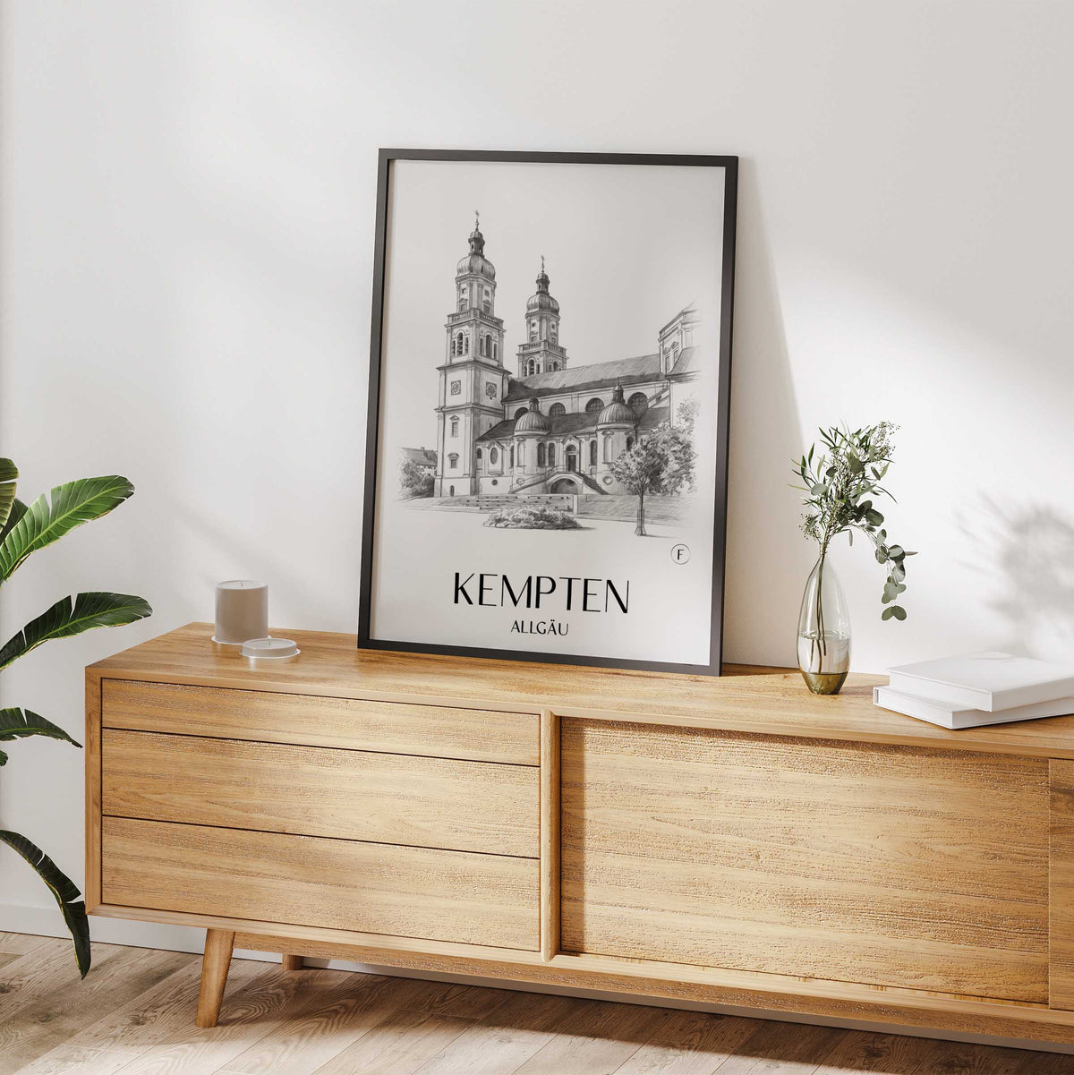kempten-allgäu-deutschland-poster-bleistift-zeichnung-drawing