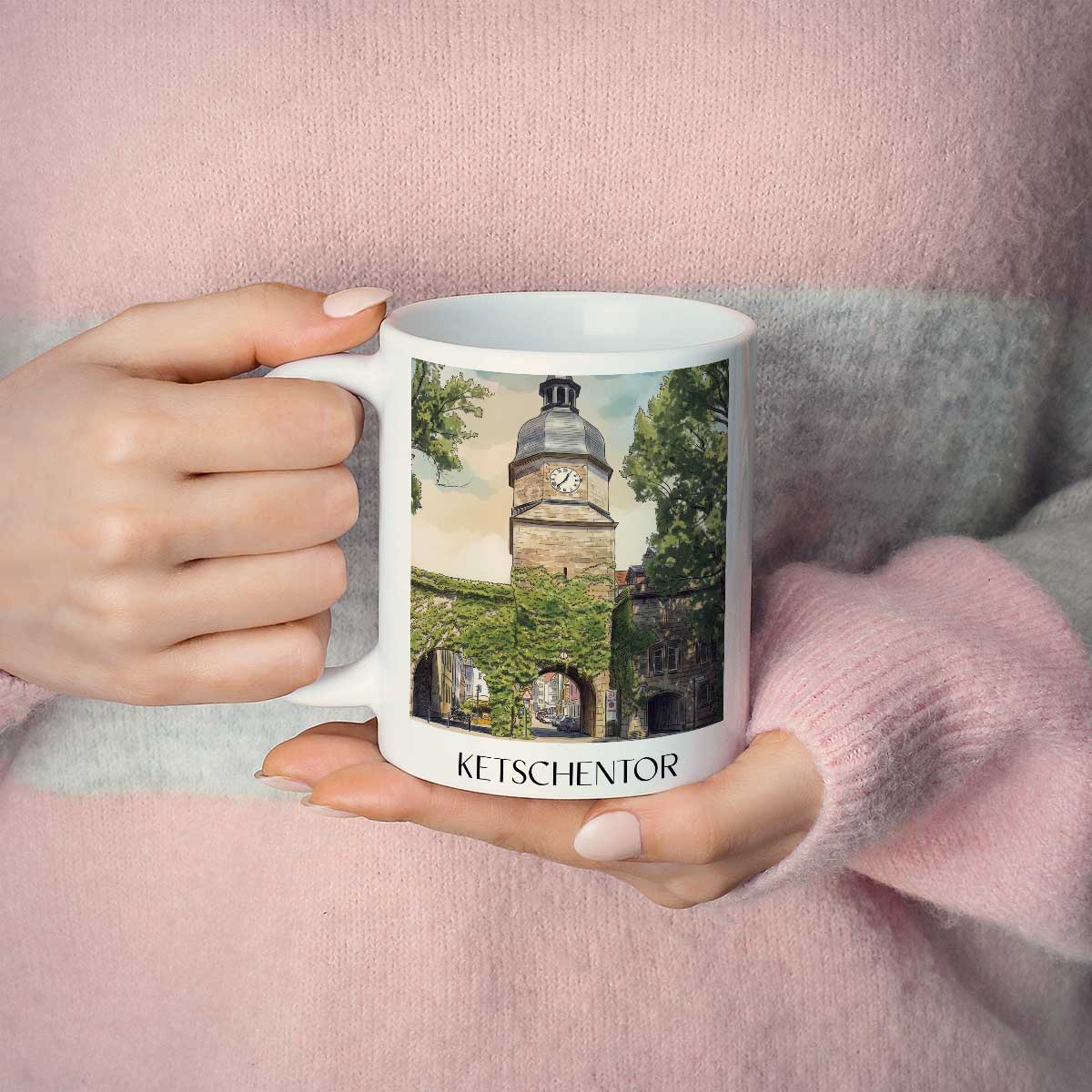 ketschentor-coburg-deutschland-kaffeebecher-aquarell