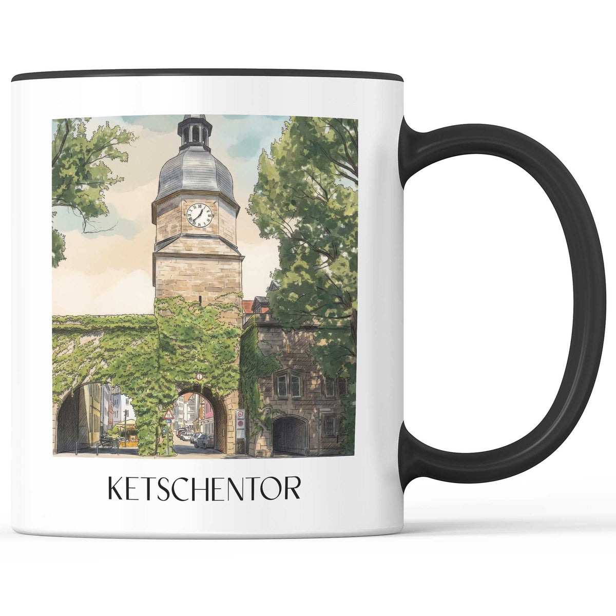 Ketschentor Kaffeebecher - Coburg - Deutschland Becher - Kaffeetasse im Aquarell Stil - favplace
