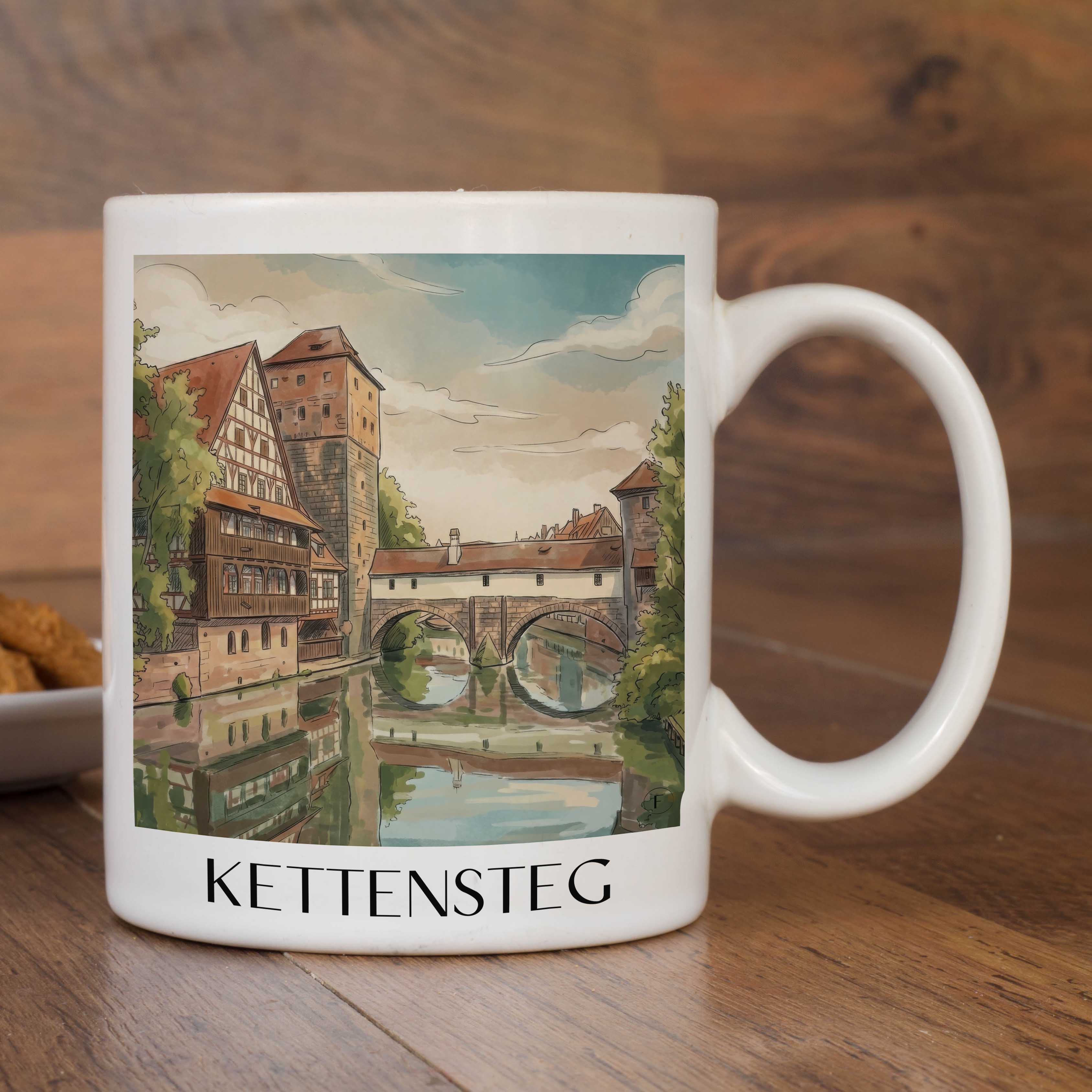kettensteg-nürnberg-deutschland-kaffeebecher-aquarell