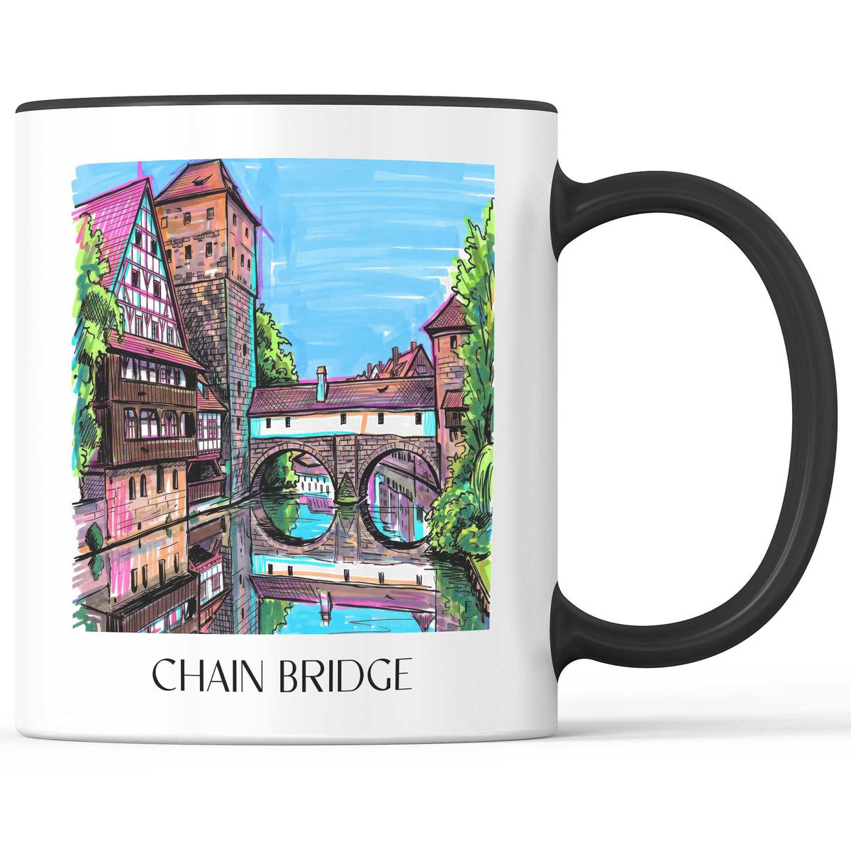 Kettensteg Kaffeebecher - Nürnberg - Deutschland Becher - Kaffeetasse im Tag Graffiti Stil - favplace