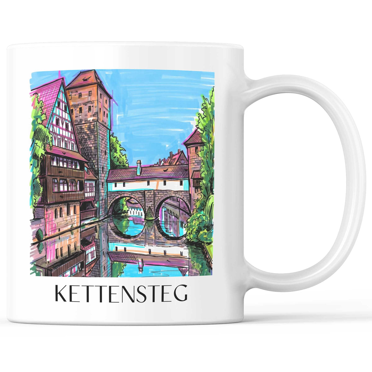 Kettensteg Kaffeebecher - Nürnberg - Deutschland Becher - Kaffeetasse im Tag Graffiti Stil - favplace