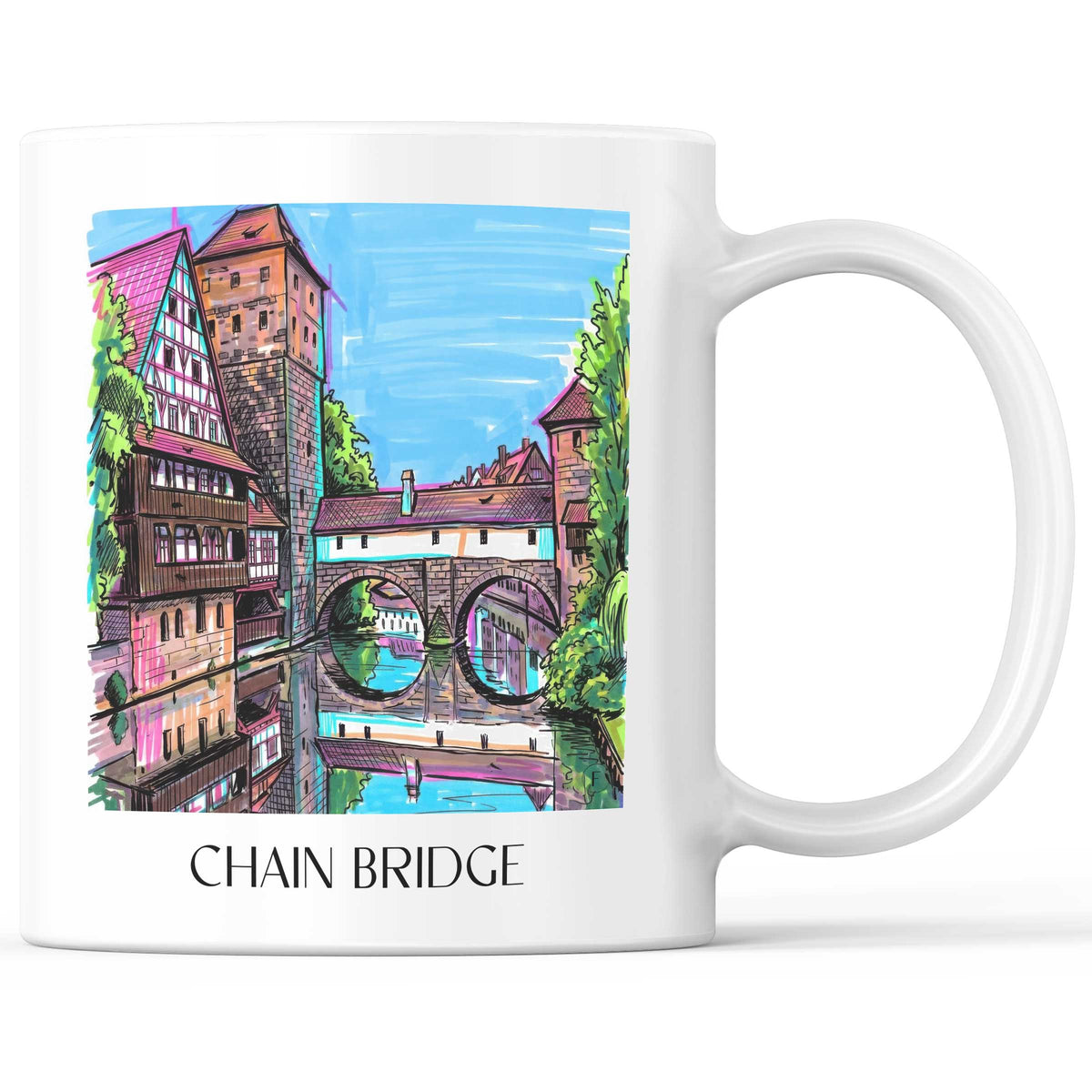 Kettensteg Kaffeebecher - Nürnberg - Deutschland Becher - Kaffeetasse im Tag Graffiti Stil - favplace