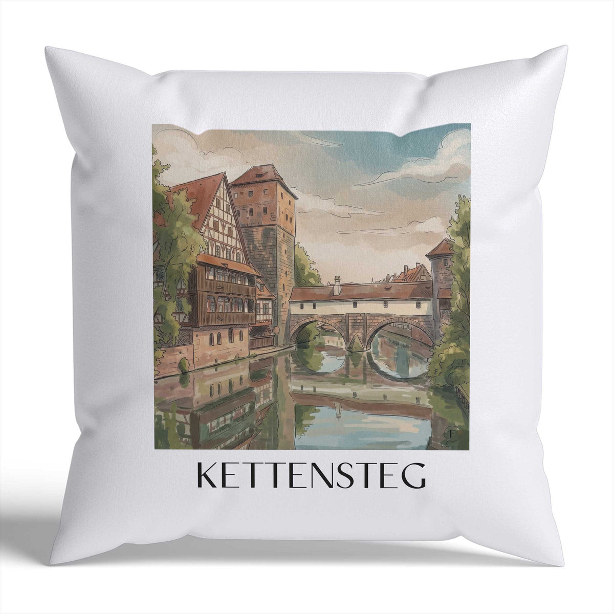 kettensteg-nürnberg-deutschland-kissenbezug-aquarell