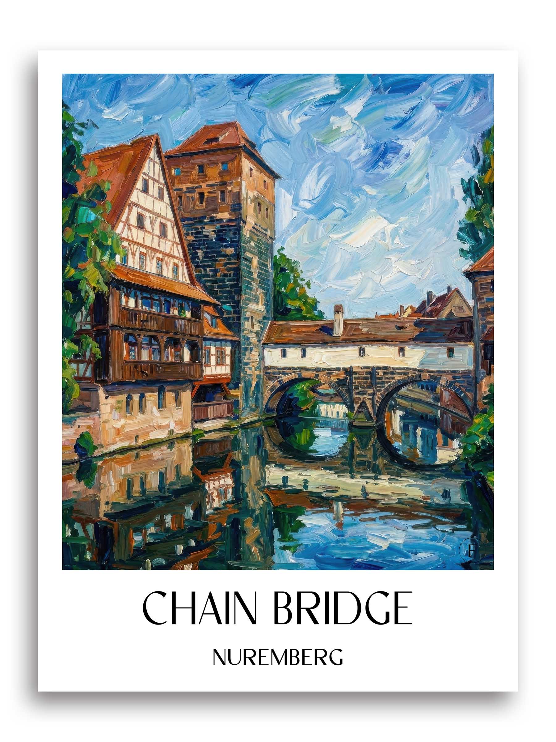 Kettensteg Poster - Nürnberg - Deutschland Kunstdruck - Ölgemälde von A4 bis A1 - favplace