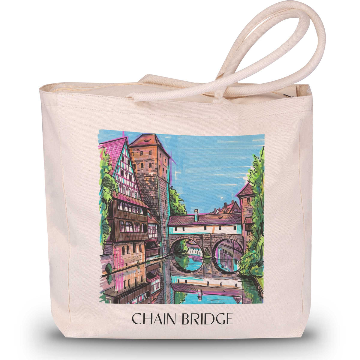 Kettensteg Shopping Tasche - Nürnberg - Deutschland Tote Bag - Einkaufstasche im Tag Graffiti Stil - favplace
