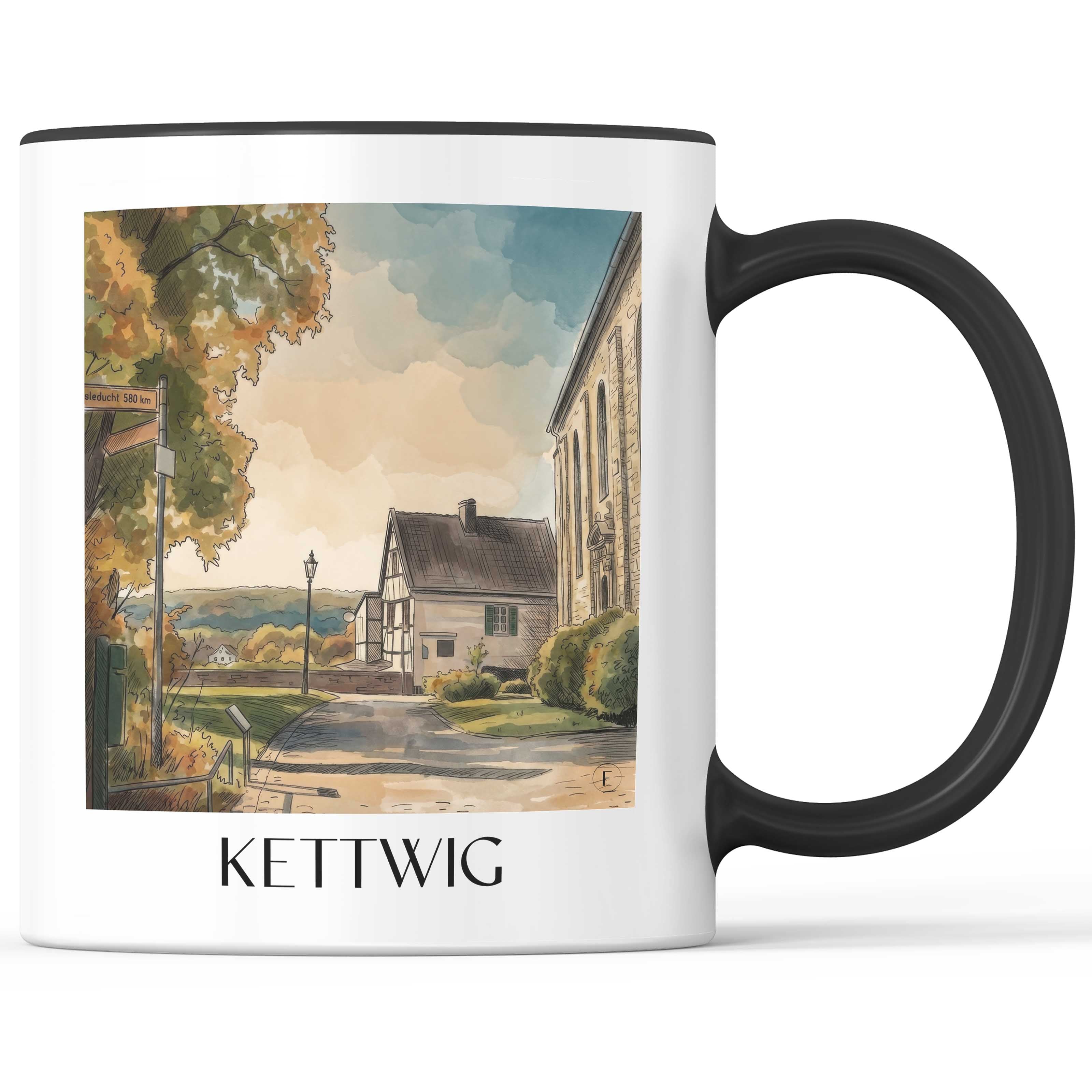 Kettwig Kaffeebecher - Essen - Deutschland Becher - Kaffeetasse im Aquarell Stil - favplace