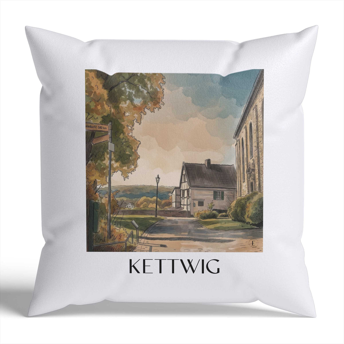 kettwig-essen-deutschland-kissenbezug-aquarell