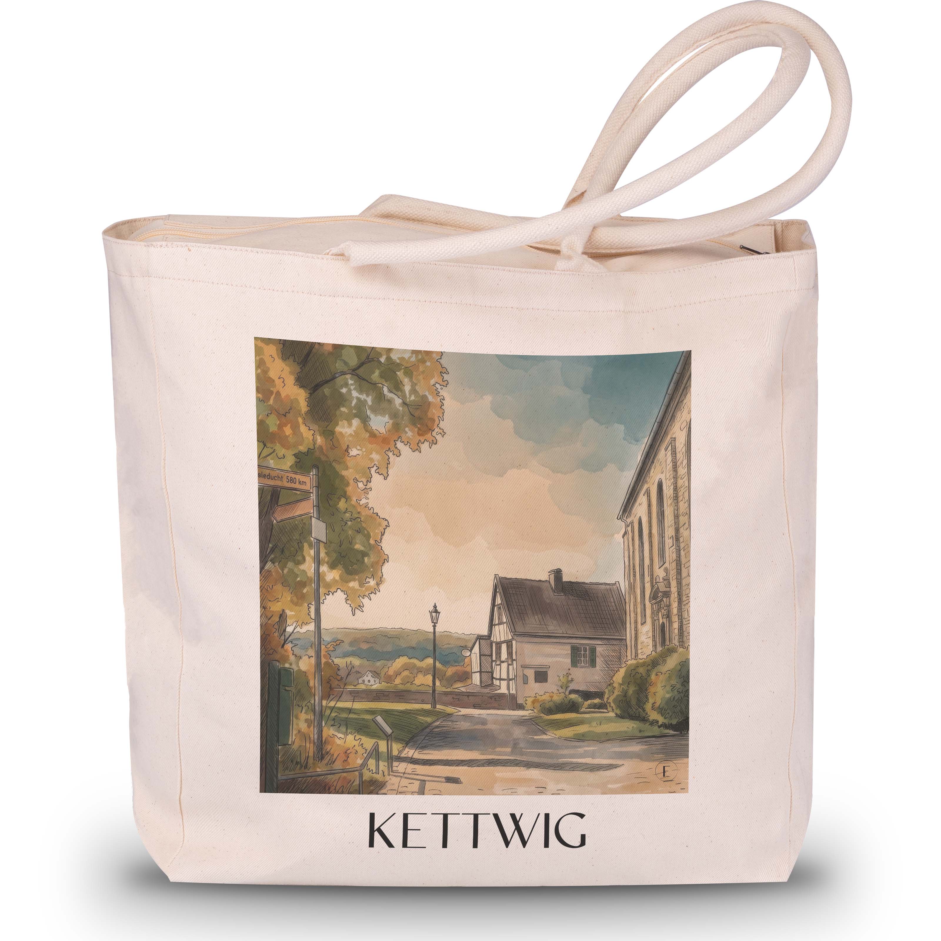 kettwig-essen-deutschland-einkaufstasche-aquarell