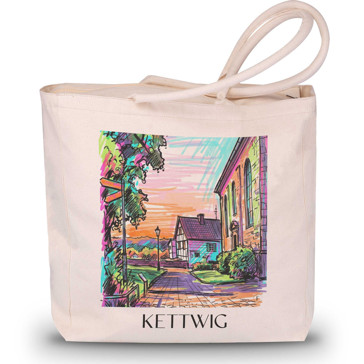 Kettwig Shopping Tasche - Essen - Deutschland Tote Bag - Einkaufstasche im Tag Graffiti Stil - favplace