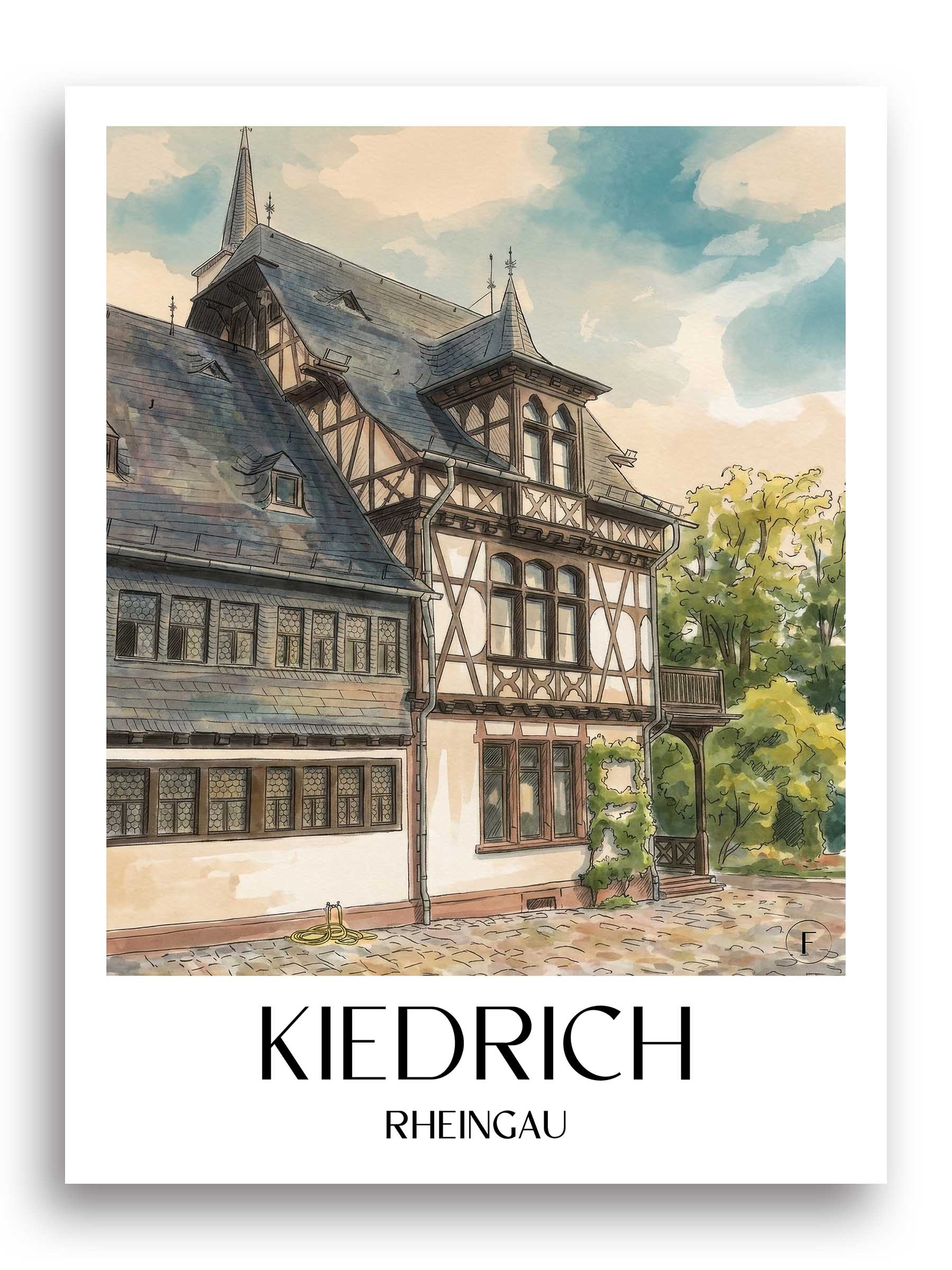 kiedrich-rheingau-deutschland-poster-aquarell
