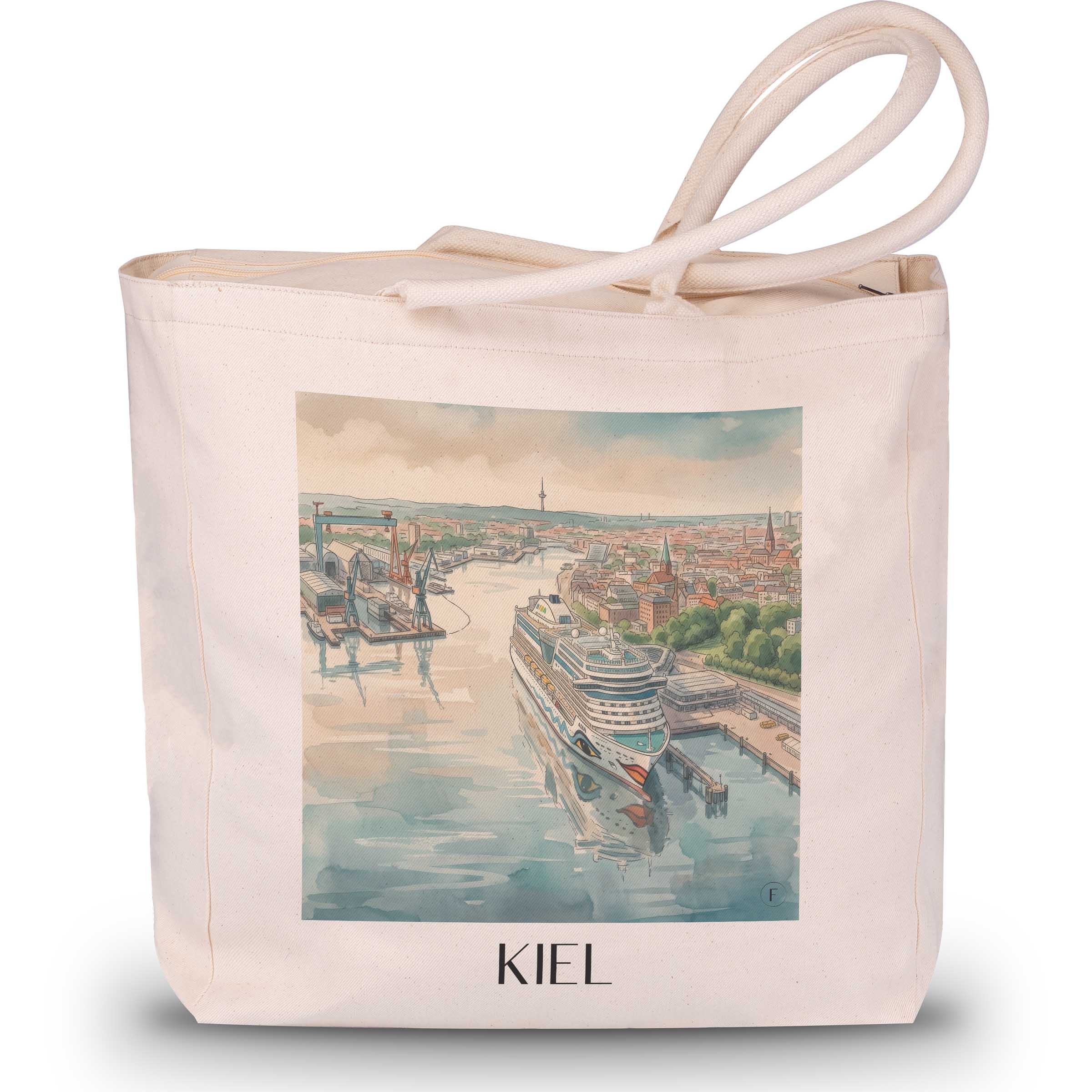 Kiel Shopping Tasche - Schleswig-Holstein - Deutschland Tote Bag - Einkaufstasche im Aquarell Stil - favplace