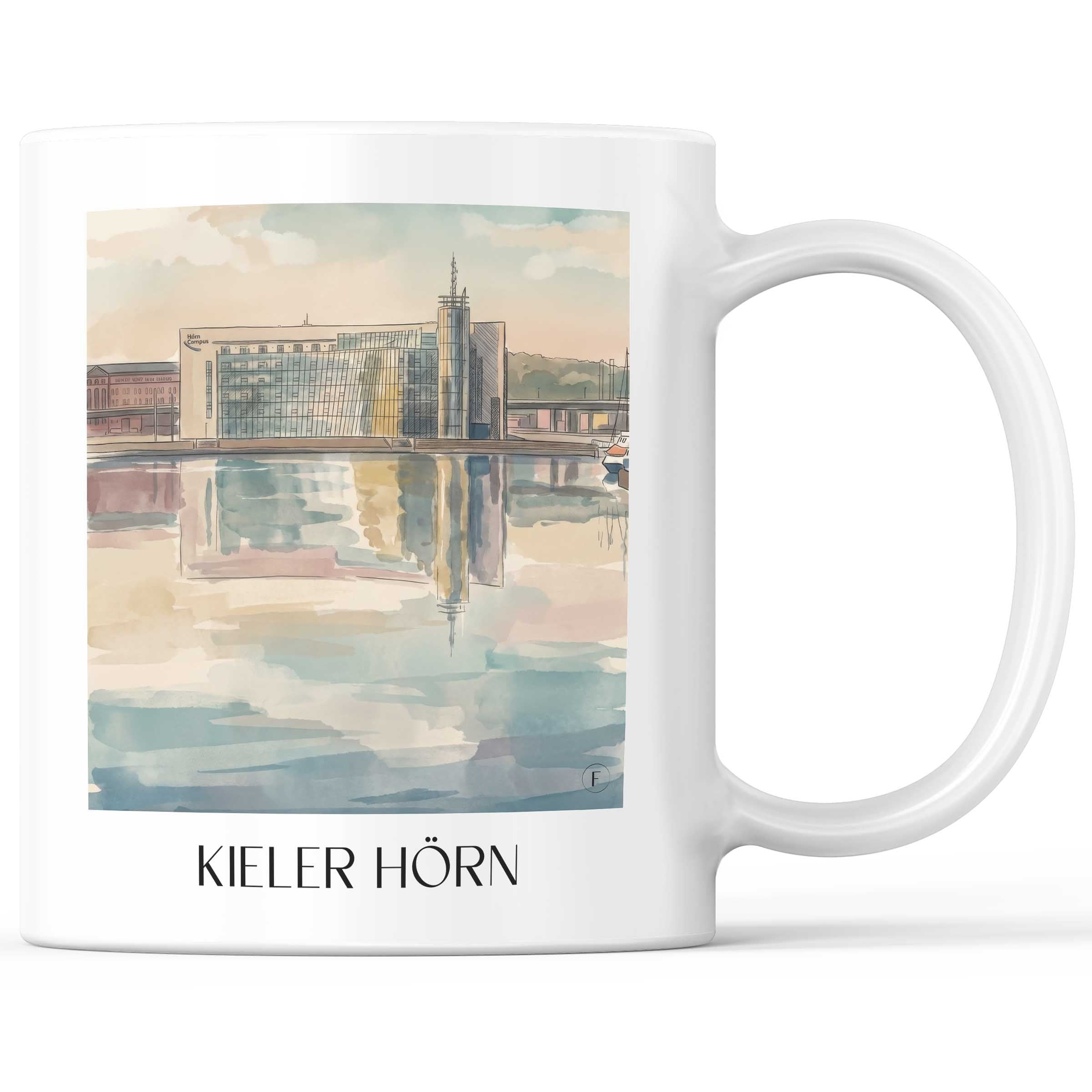 Kieler Hörn Kaffeebecher - Schleswig-Holstein - Deutschland Becher - Kaffeetasse im Aquarell Stil - favplace