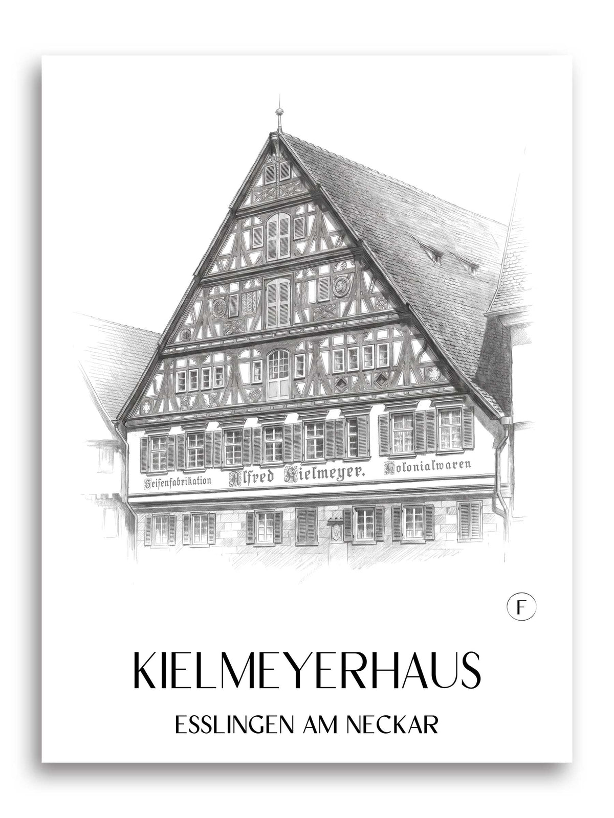 Kielmeyerhaus Poster - Esslingen am Neckar - Deutschland Kunstdruck - Zeichnung von A4 bis A1 - favplace
