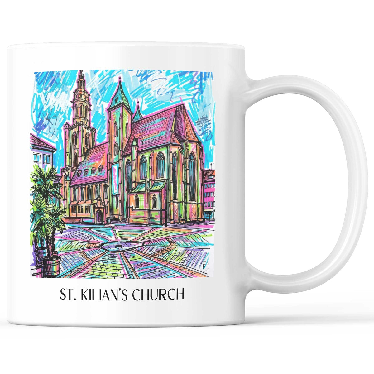 Kilianskirche Kaffeebecher - Heilbronn - Deutschland Becher - Kaffeetasse im Tag Graffiti Stil - favplace
