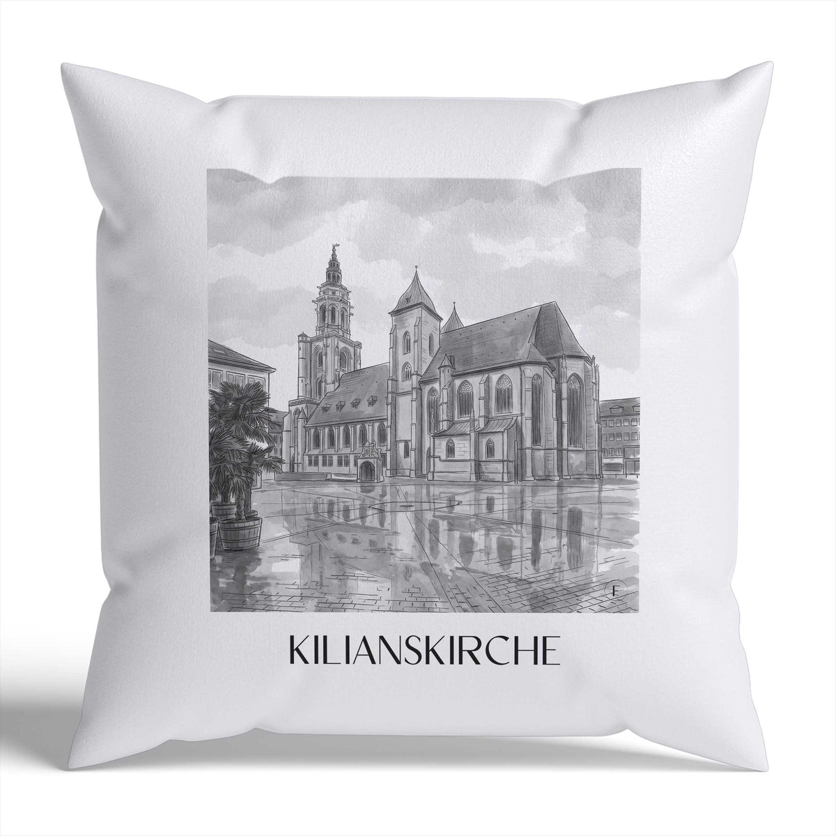 kilianskirche-heilbronn-deutschland-kissenbezug-aquarell-schwarz-weiss