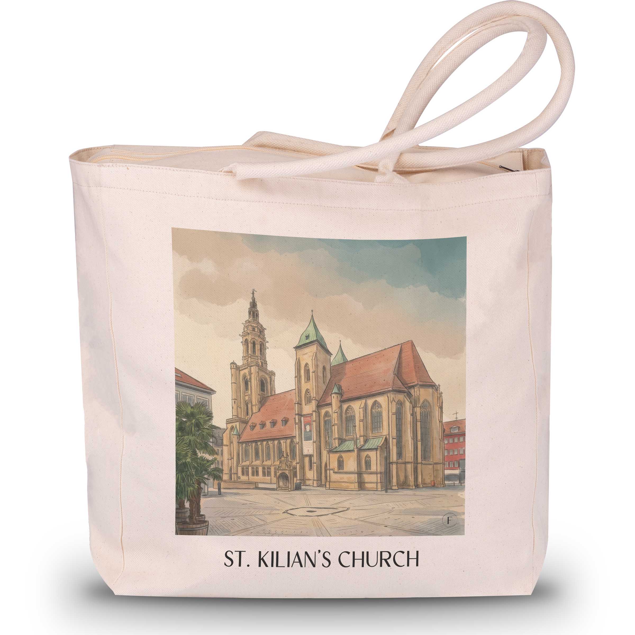 Kilianskirche Shopping Tasche - Heilbronn - Deutschland Tote Bag - Einkaufstasche im Aquarell Stil - favplace