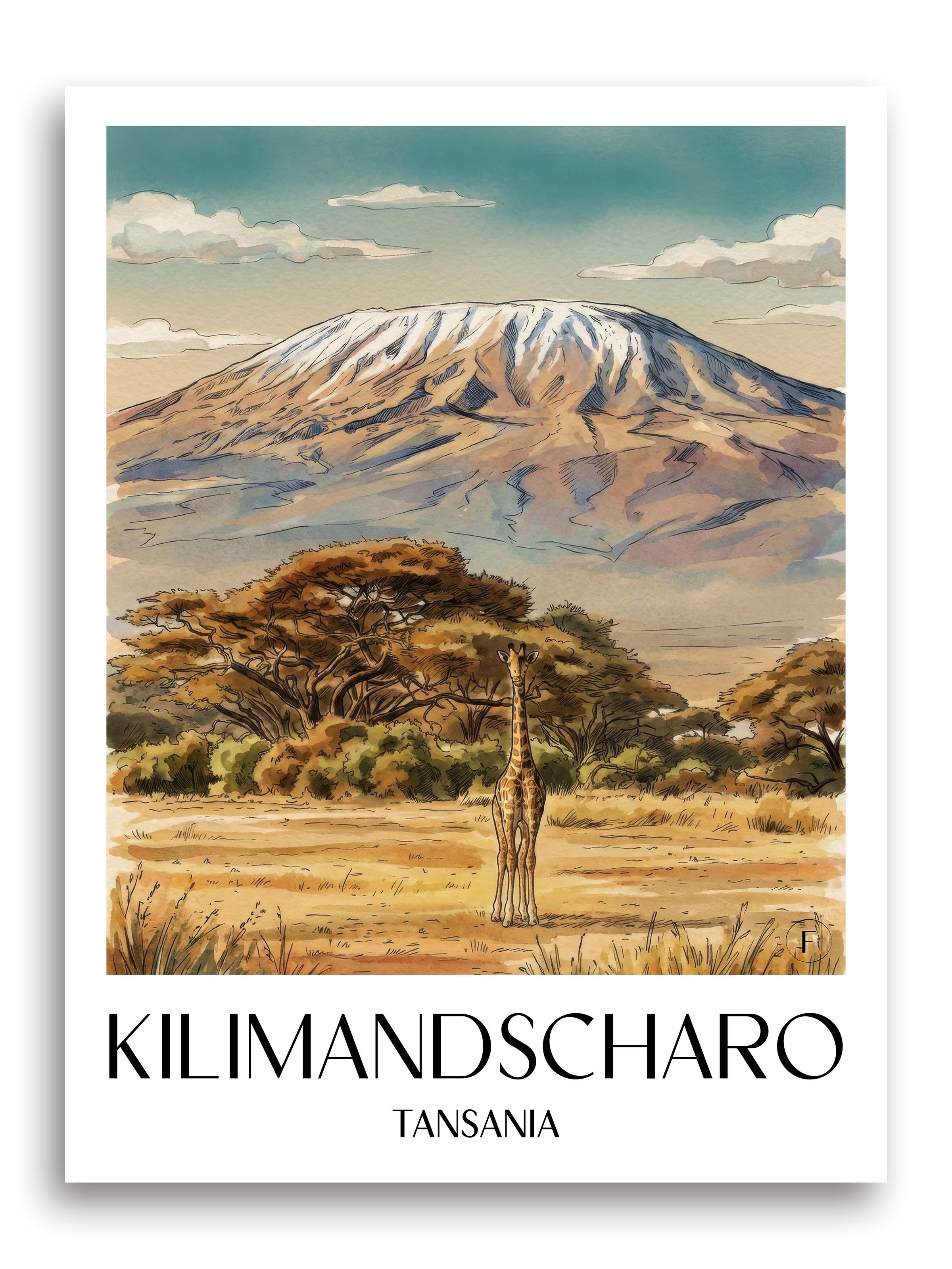 kilimandscharo-tansania-poster-aquarell