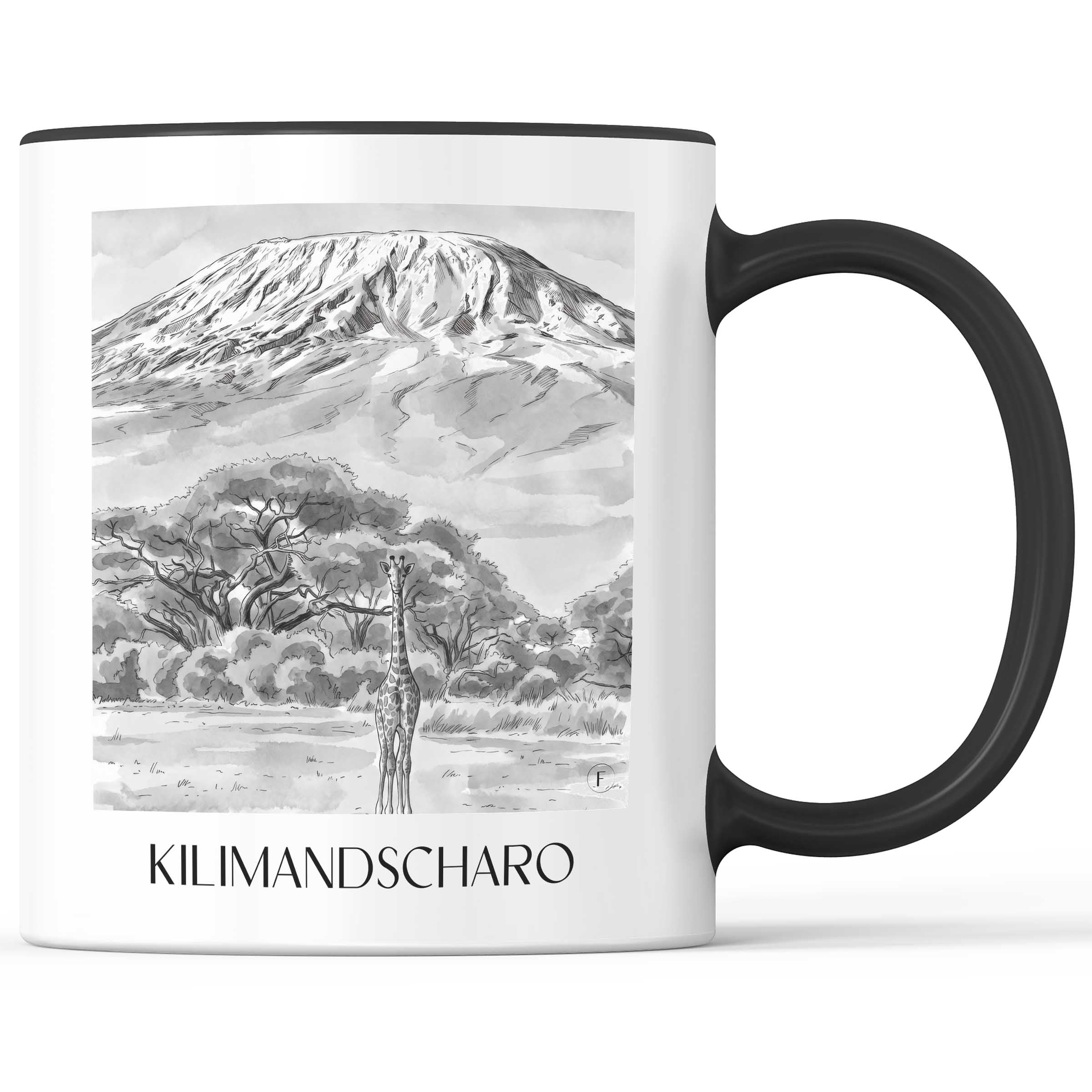 kilimandscharo-tansania-kaffeebecher-aquarell-schwarz-weiss