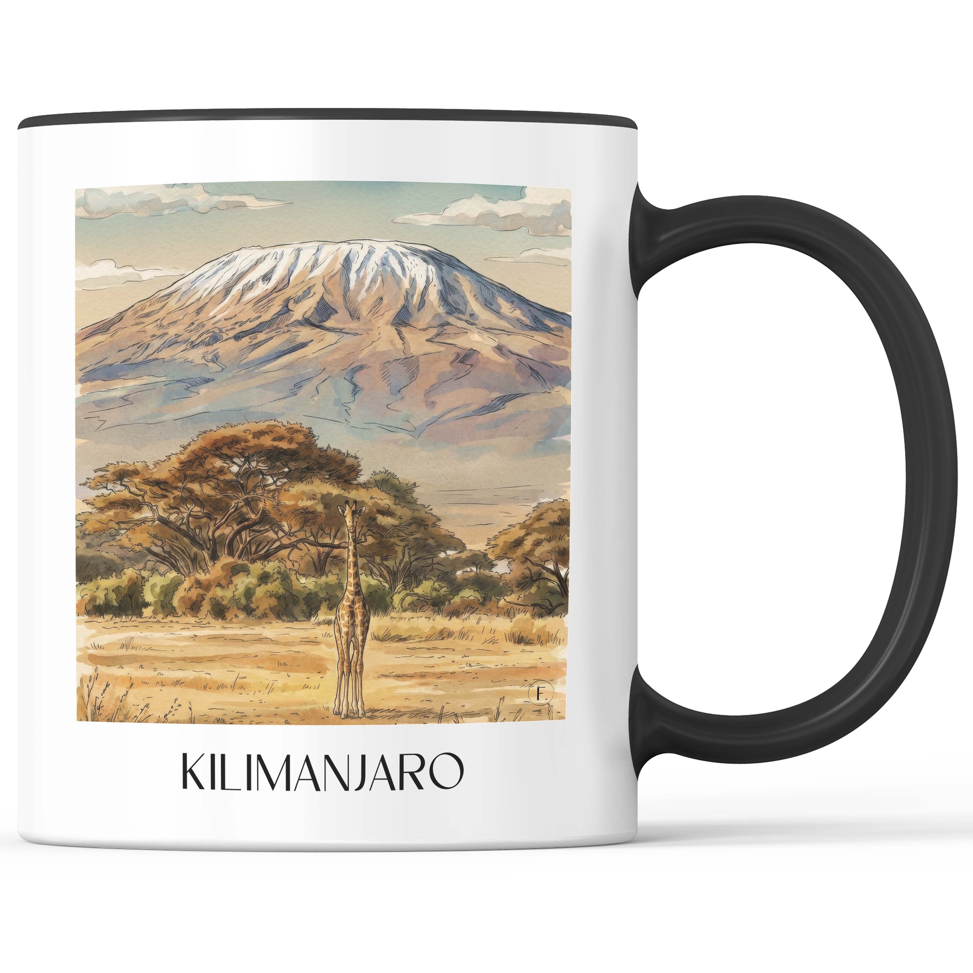 Kilimandscharo - Tansania Becher - Kaffeetasse im Aquarell Stil - favplace