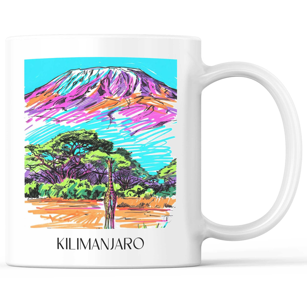 Kilimandscharo - Tansania Becher - Kaffeetasse im Tag Graffiti Stil - favplace