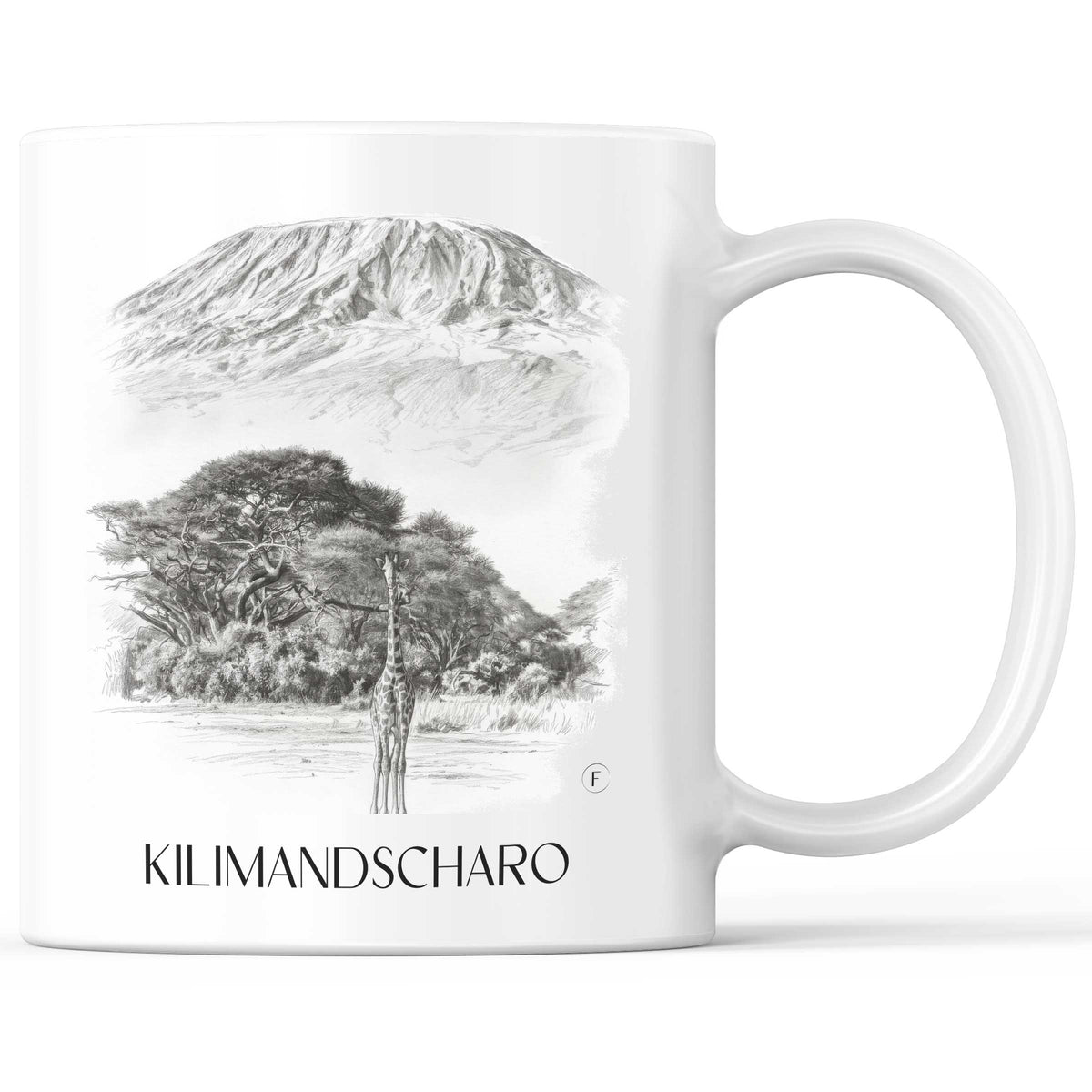 Kilimandscharo - Tansania Becher - Kaffeetasse im Zeichnung Stil - favplace
